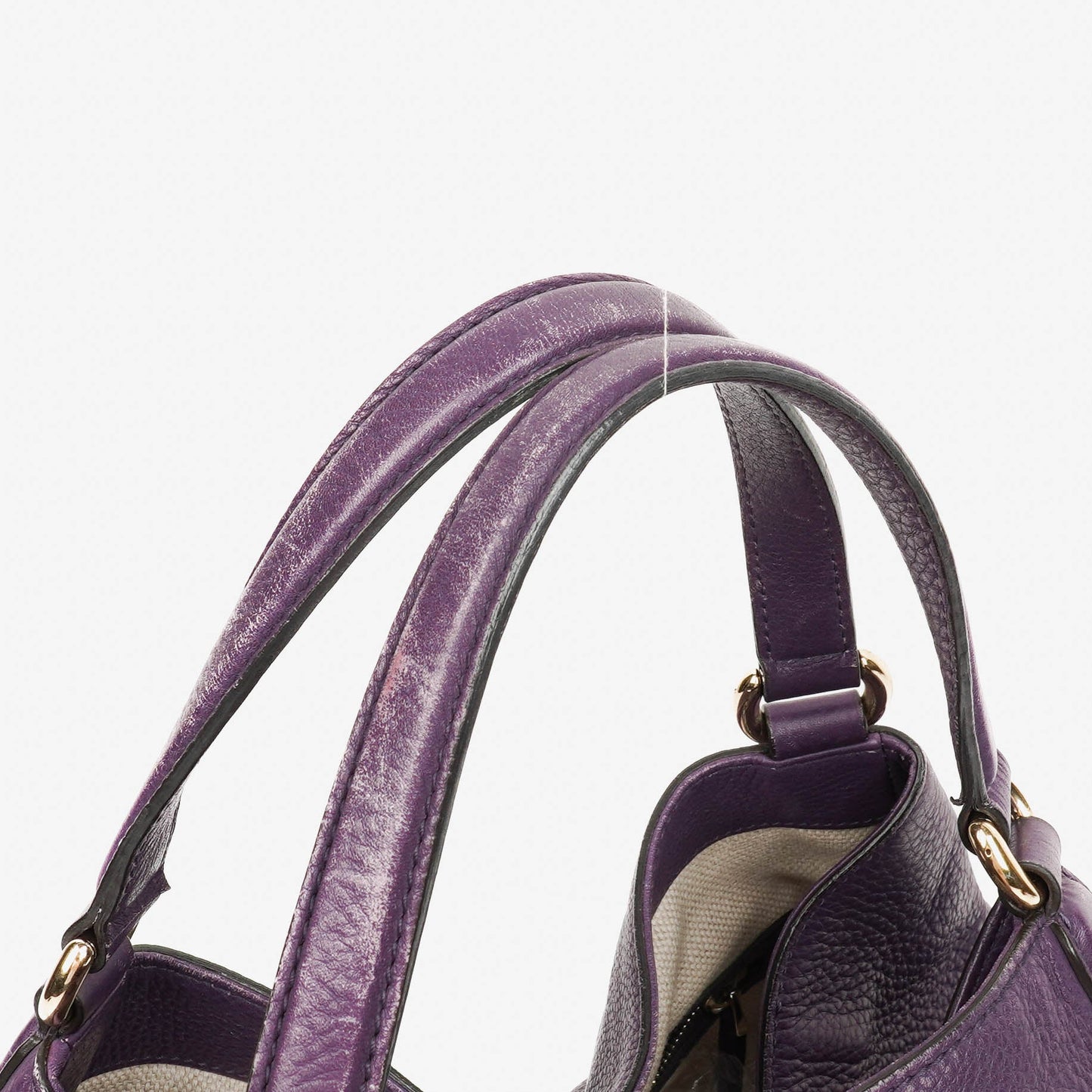 Gucci Purple Pebbled Leather Soho Top Handle Tote Bag