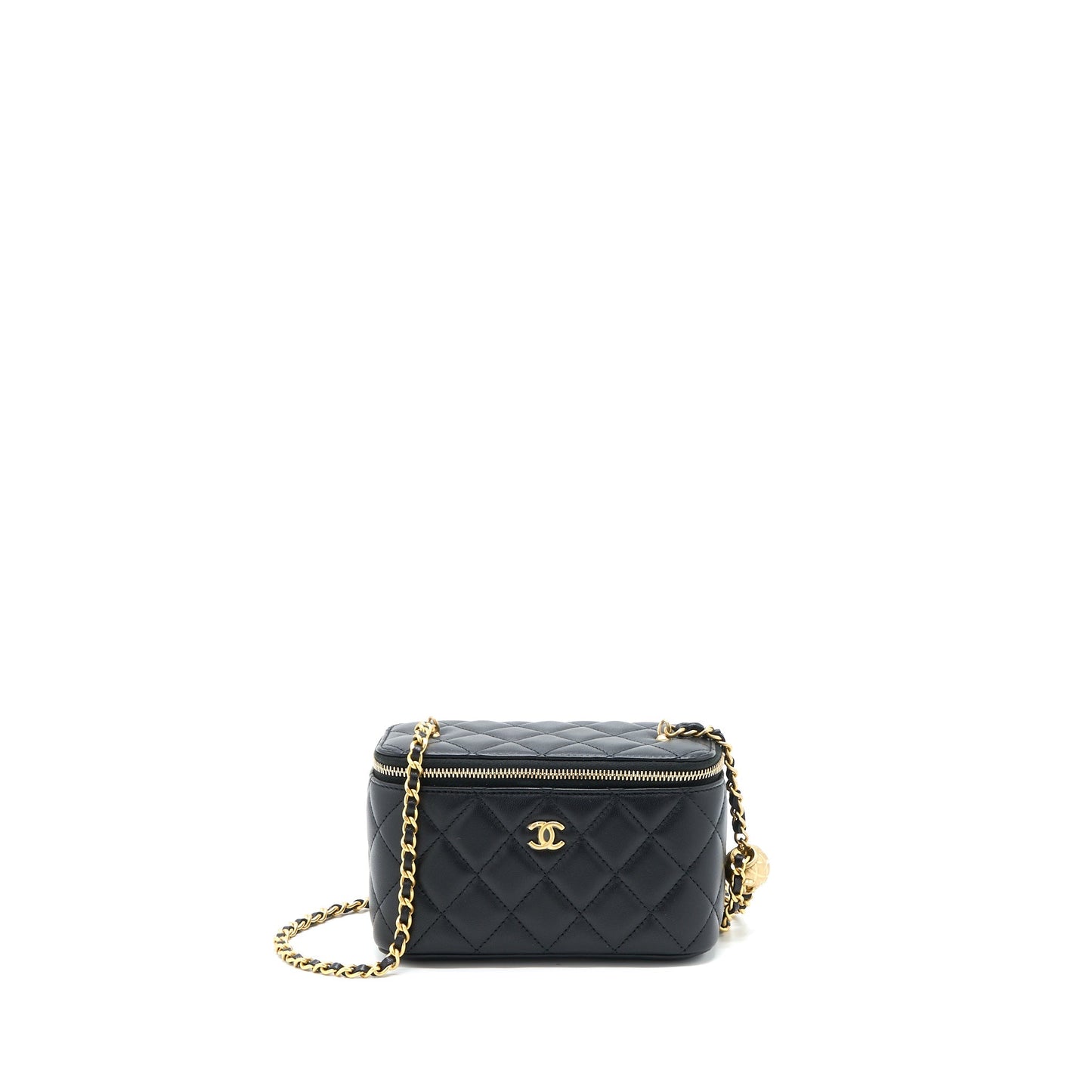 Chanel Pearl Crush Long Vanity Case Lambskin Black  (Microchip)