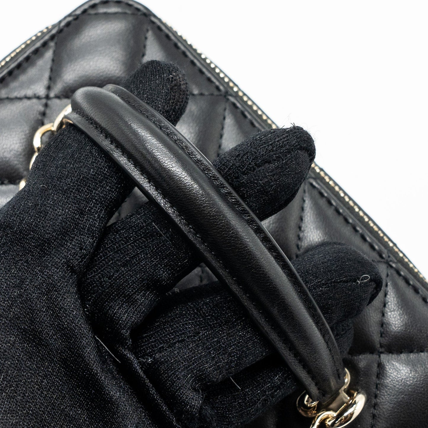 Chanel Top Handle Long Vanity With Chain Lambskin Black L(Microchip)
