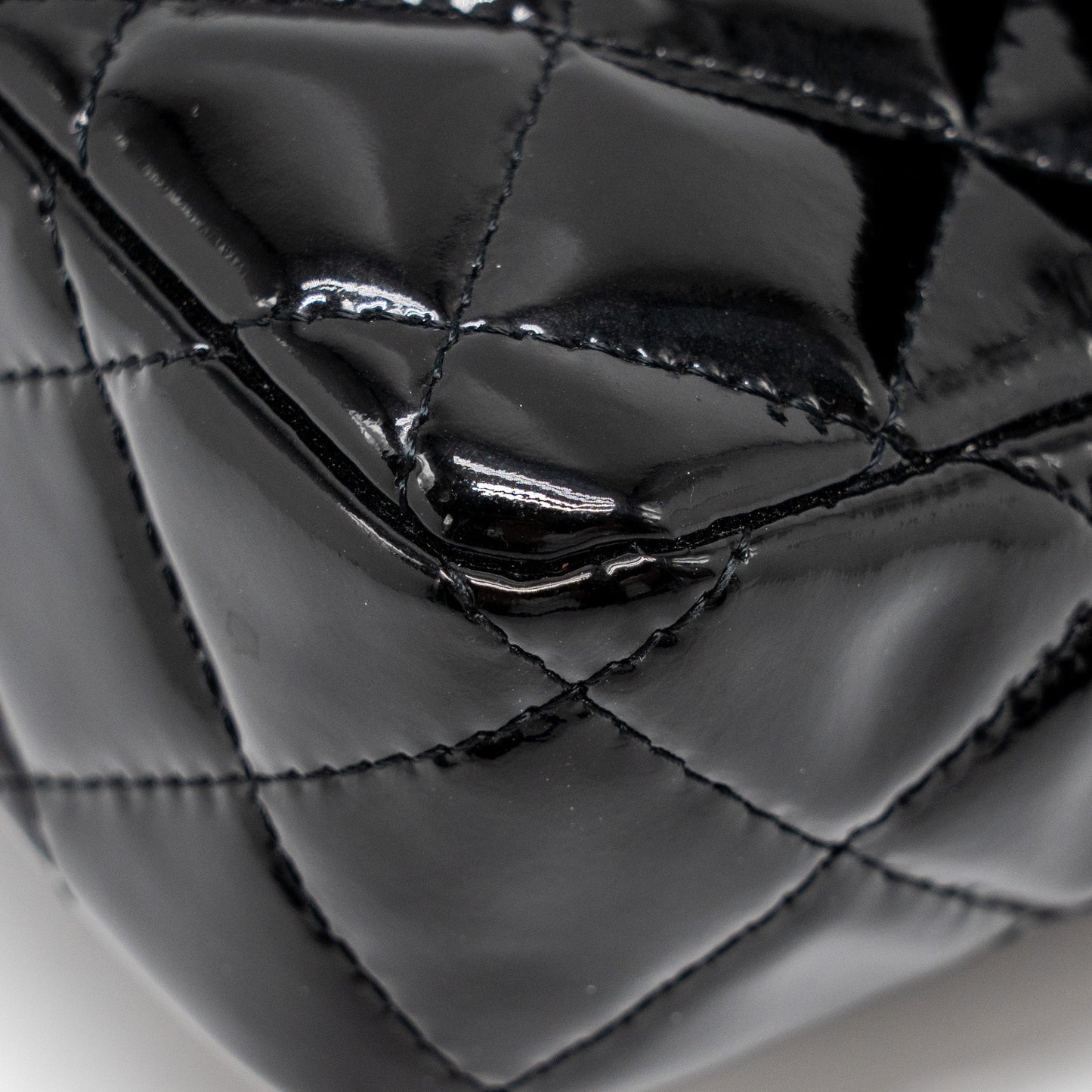 Chanel East West Flap Shoulder Bag Patent Leather Black