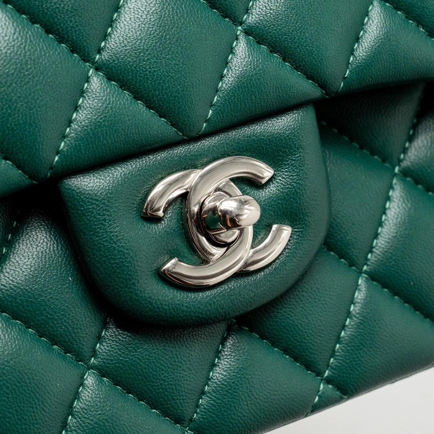 Chanel Medium Classic double flap bag lambskin green