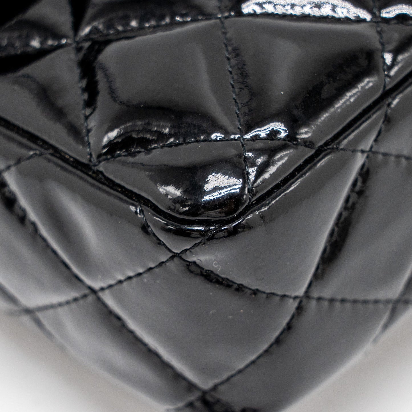 Chanel East West Flap Shoulder Bag Patent Leather Black