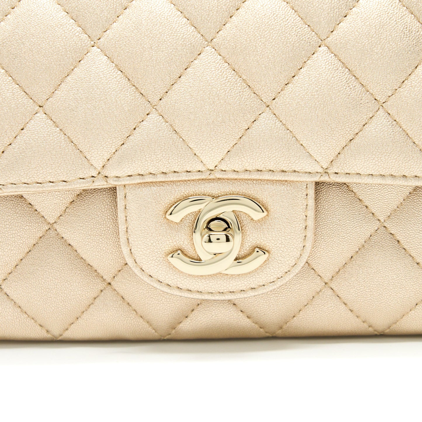 Chanel 21P Mini Rectangular Flap Bag Grained Lambskin Gold L