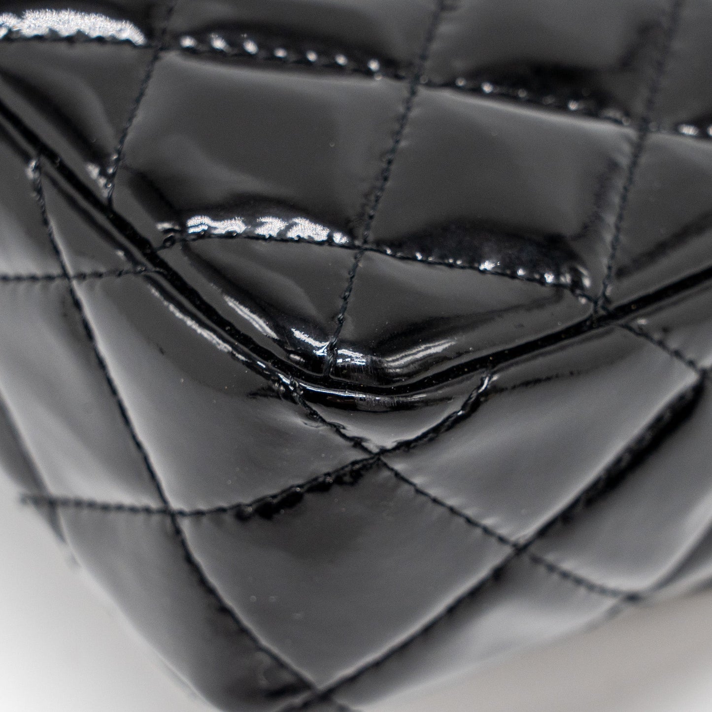 Chanel East West Flap Shoulder Bag Patent Leather Black
