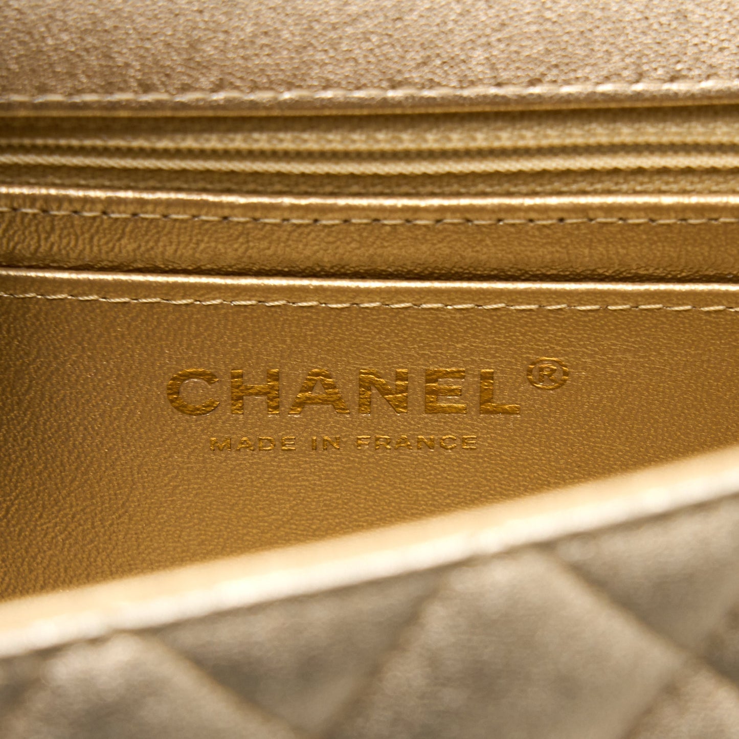 Chanel 21P Mini Rectangular Flap Bag Grained Lambskin Gold L