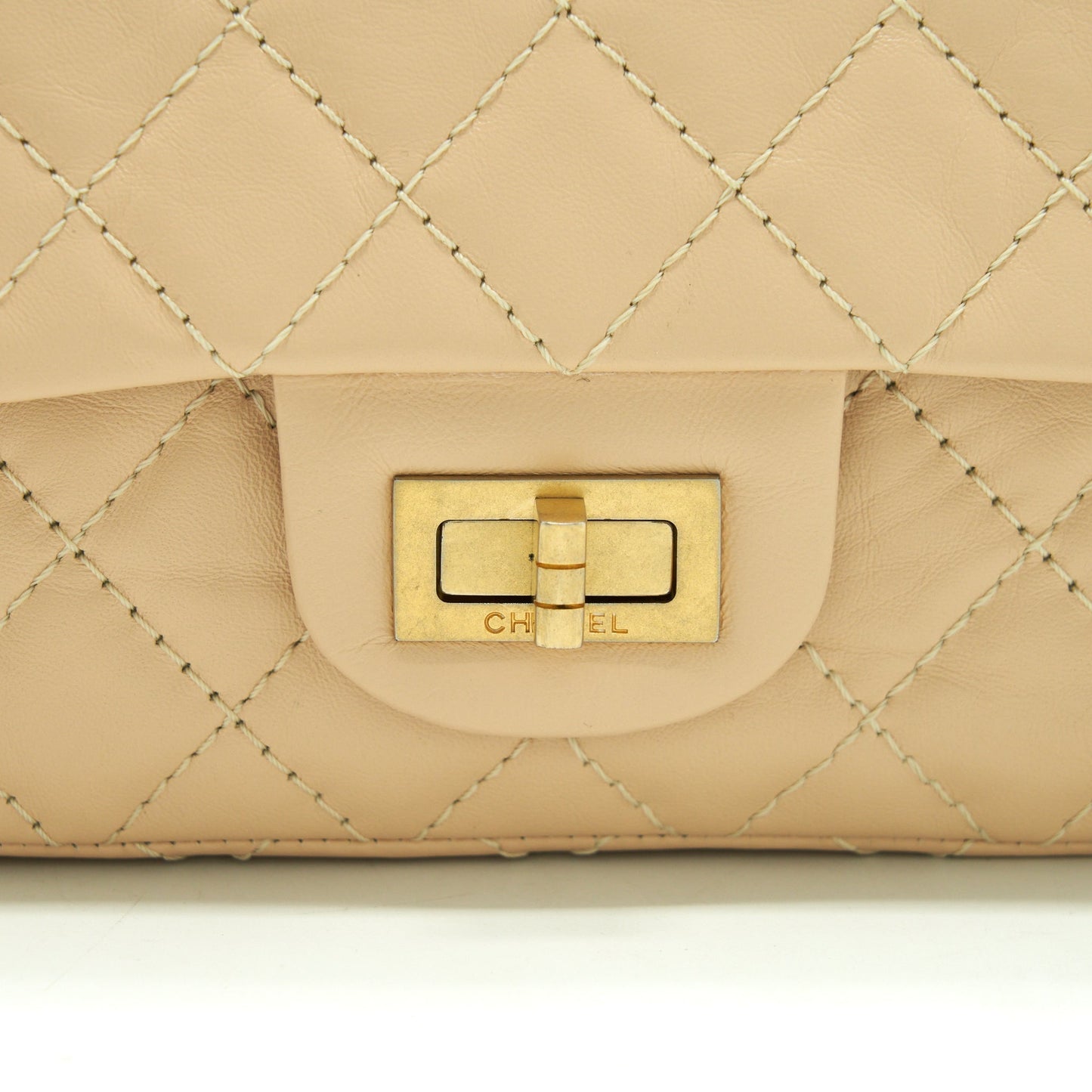 Chanel 2.55 225 Reissue Double Flap Bag Calfskin Light Beige