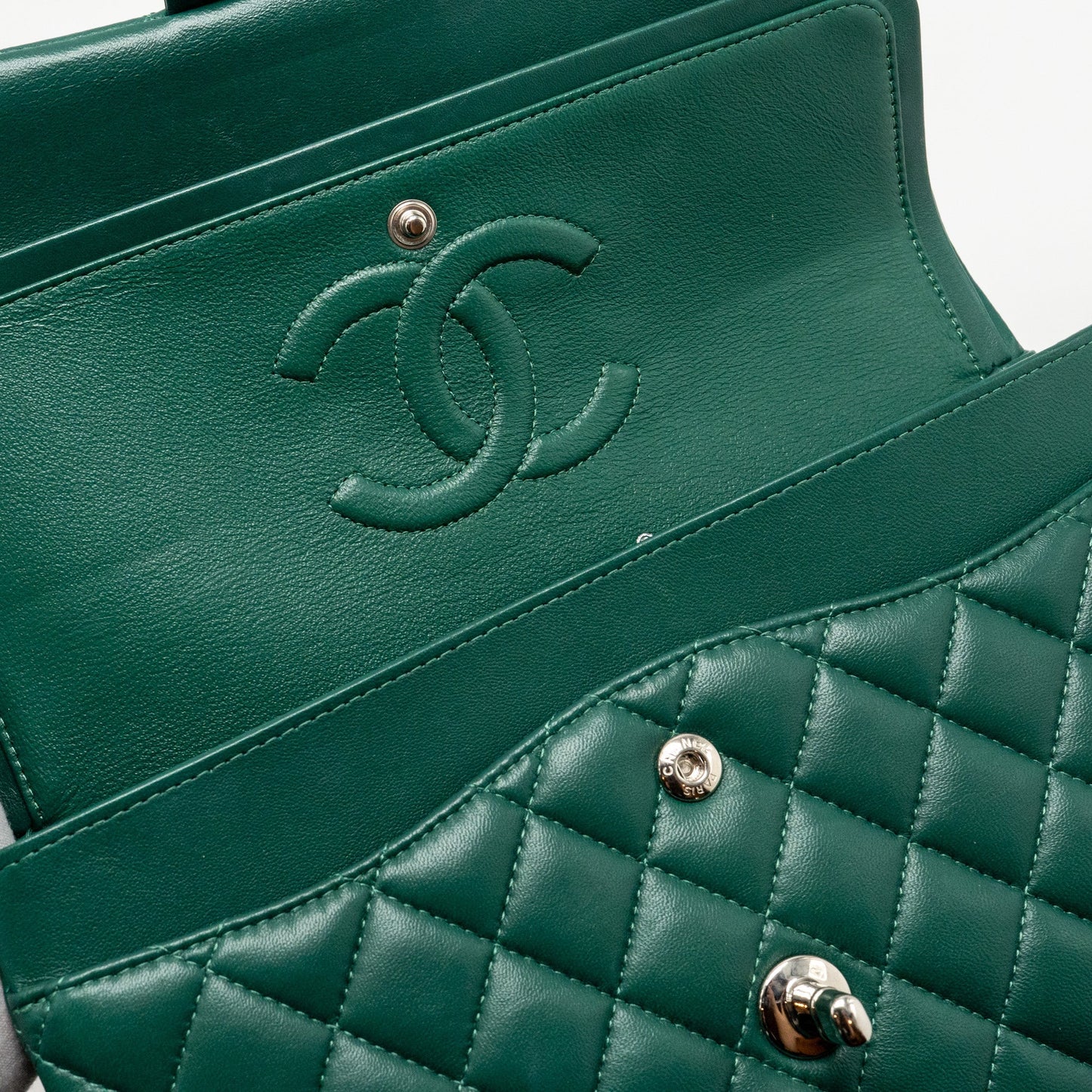 Chanel Medium Classic double flap bag lambskin green