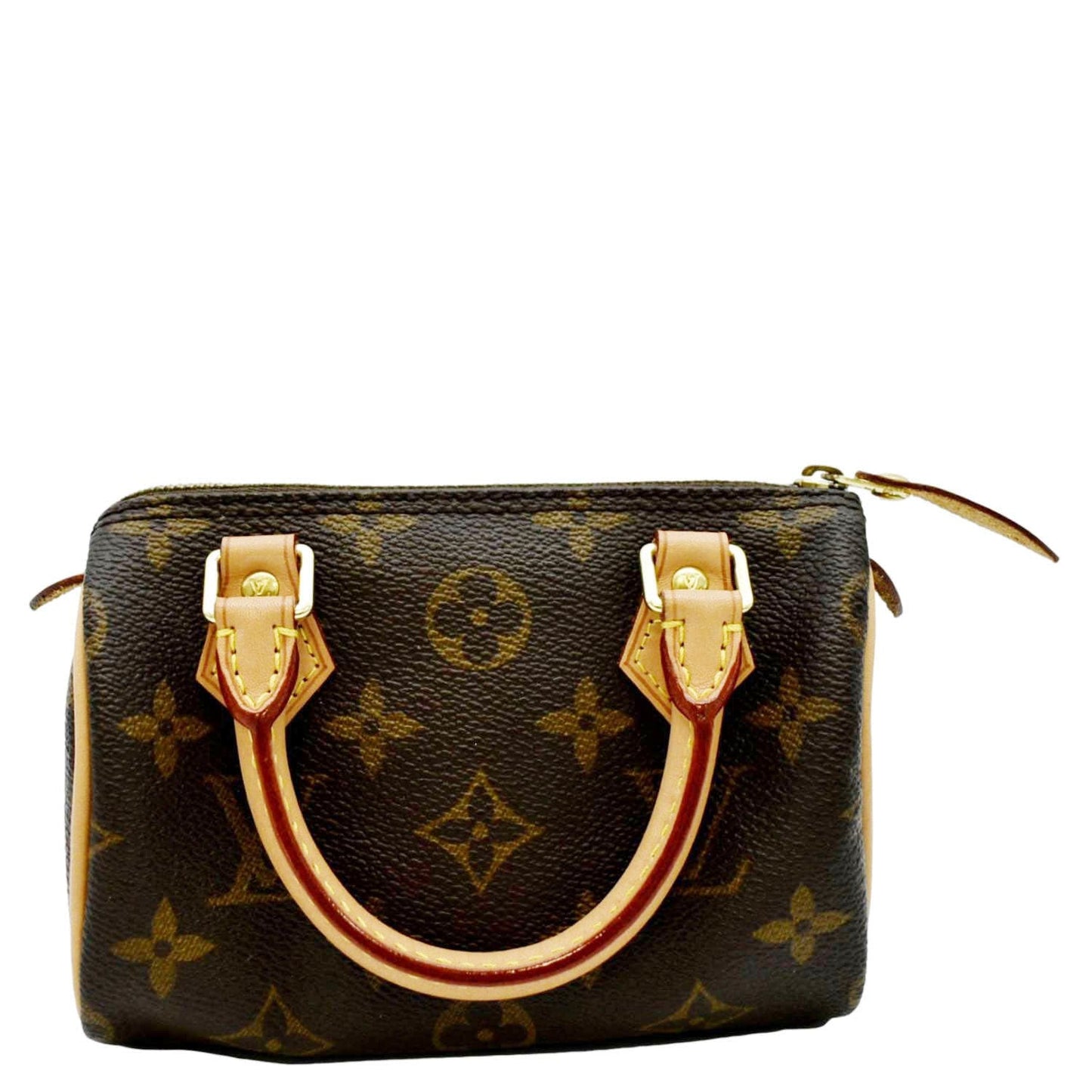 LOUIS VUITTON Mini  HL Monogram Canvas with Leather Trim Satchel Bag Brown