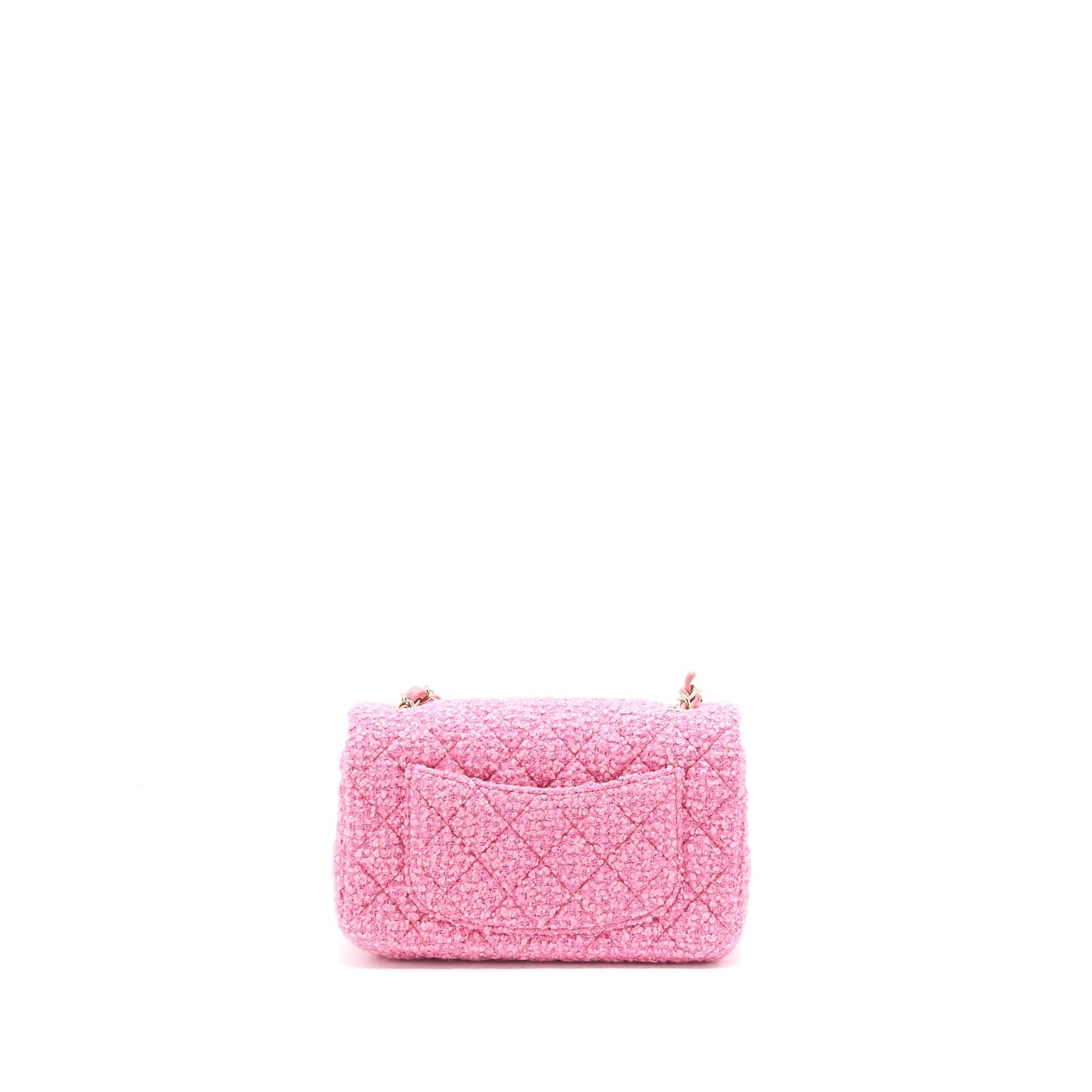 Chanel Mini Rectangular Flap Bag Tweed Pink L (Microchip)