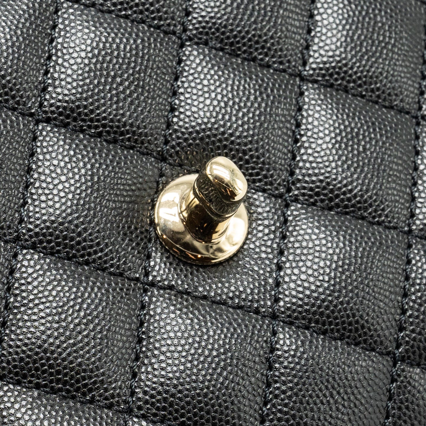 Chanel Small Coco Handle with Lizard Embossed Handle Caviar Black L