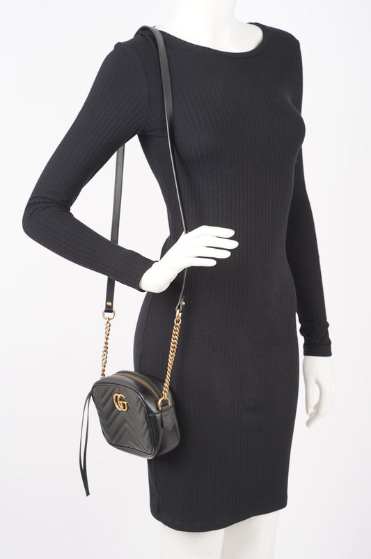 Gucci Womens Marmont Zip Black / Gold Mini