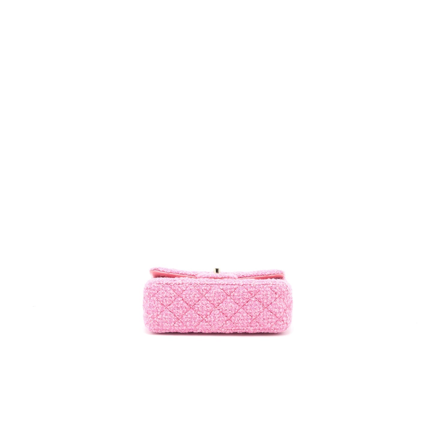 Chanel Mini Rectangular Flap Bag Tweed Pink L (Microchip)