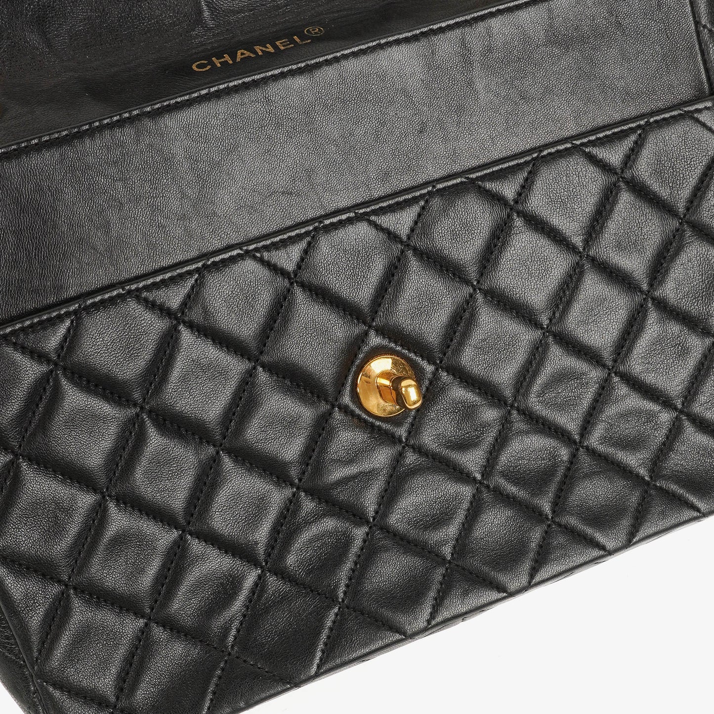 Chanel Medium Single Flap Bag Black Quilted Lambskin With 24K Gold-Plated Hardware