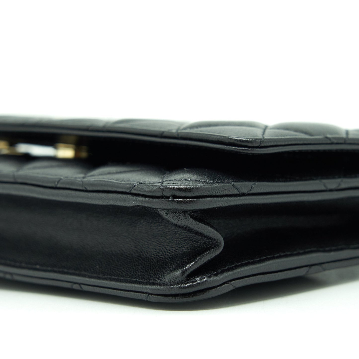 Chanel Ribbon Wallet On Chain Lambskin Black L