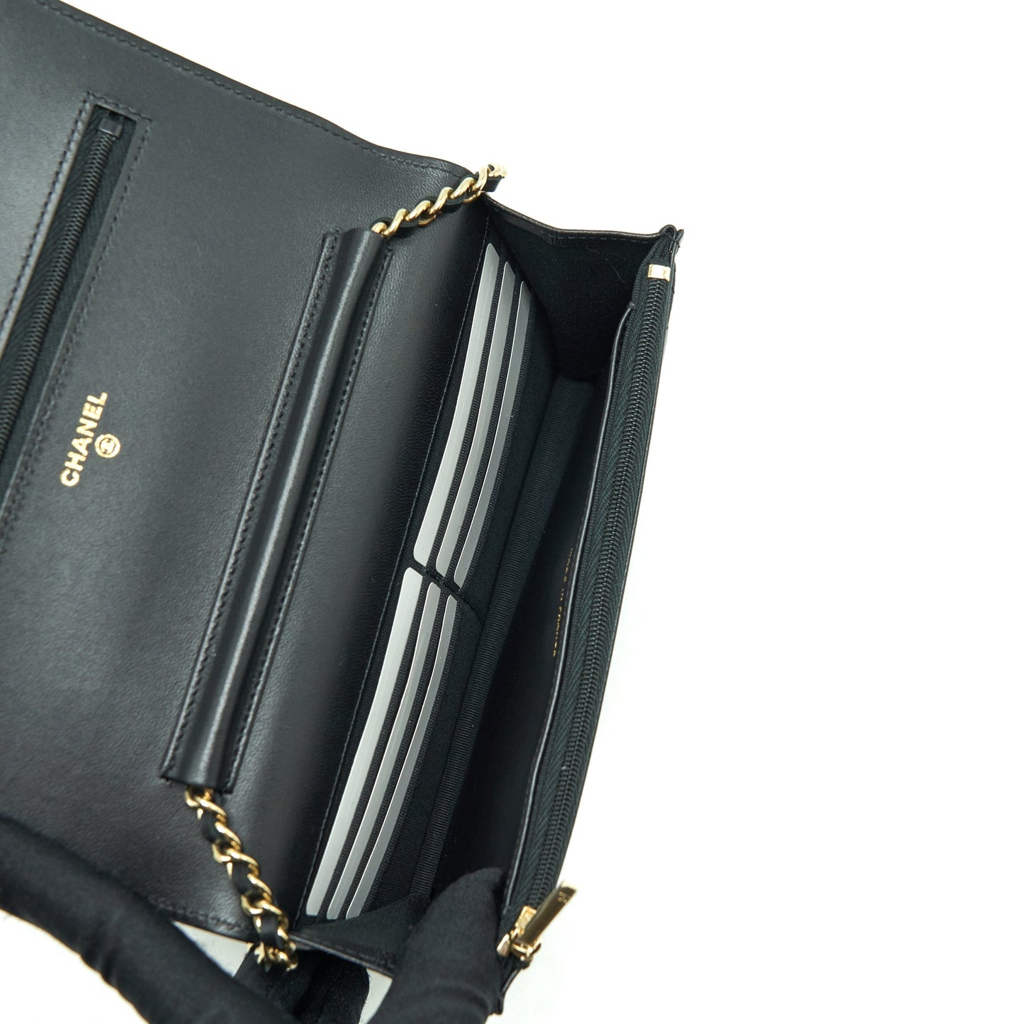 Chanel Ribbon Wallet On Chain Lambskin Black L