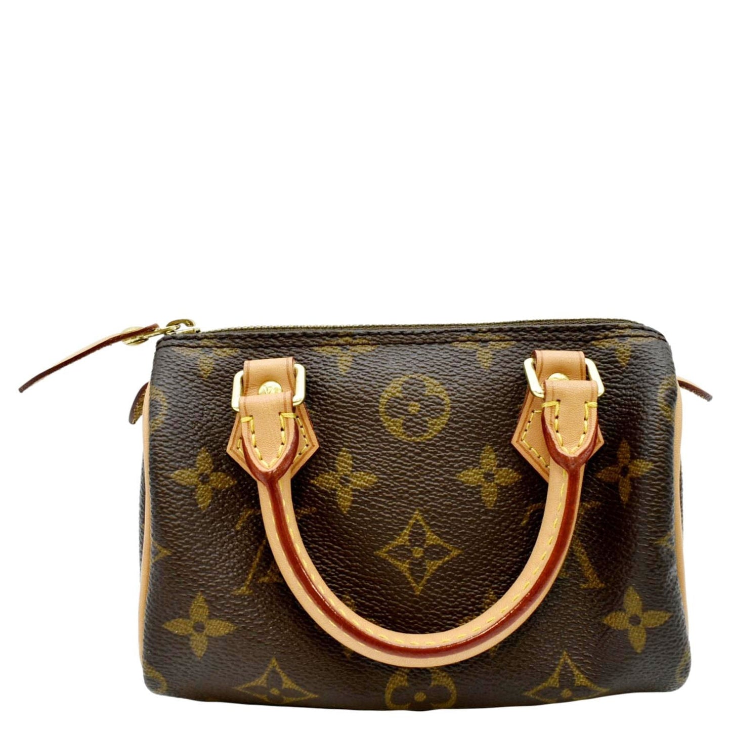 LOUIS VUITTON Mini  HL Monogram Canvas with Leather Trim Satchel Bag Brown