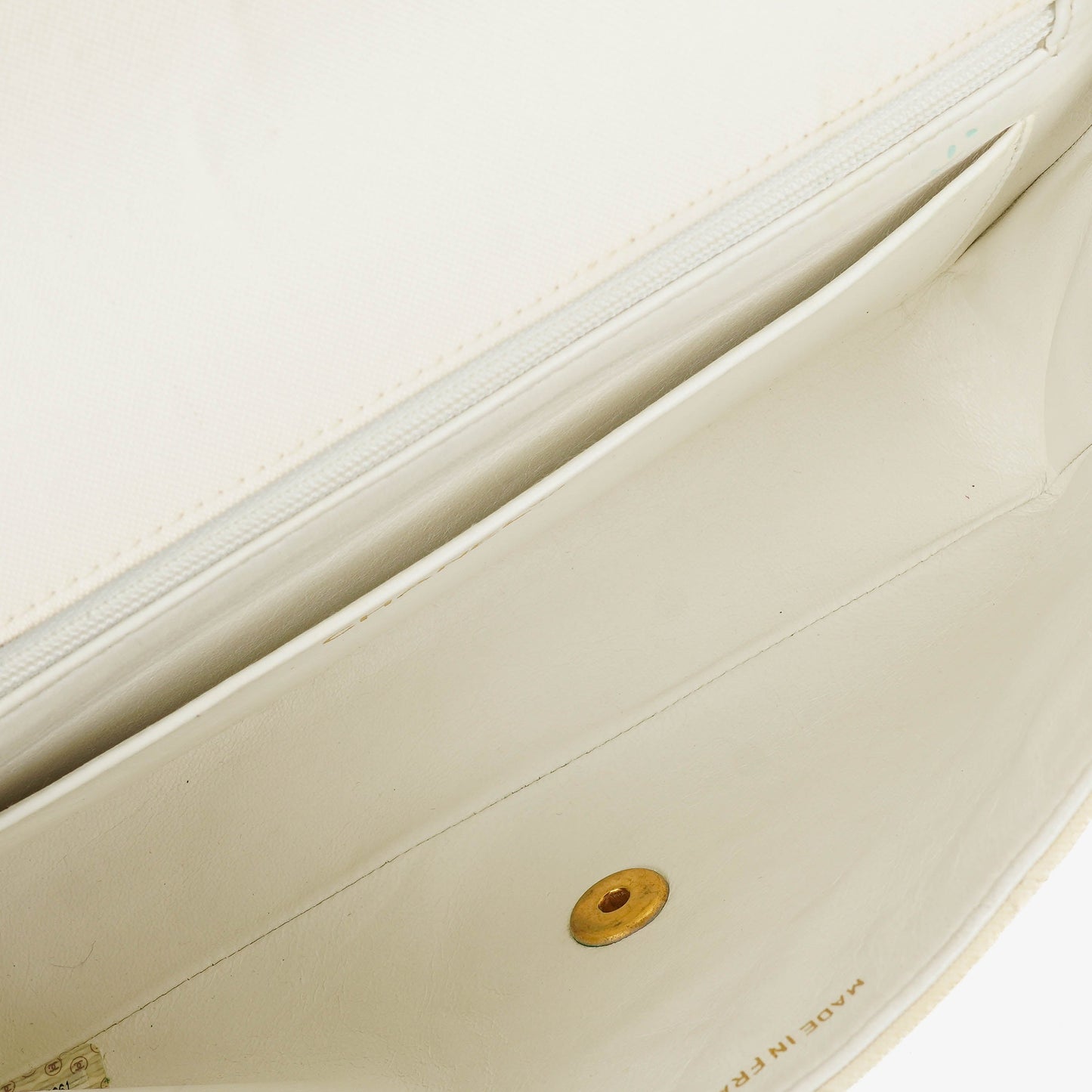 Chanel Medium Classic White Fabric Single Flap Bag With 24K Gold-Plated Hardware