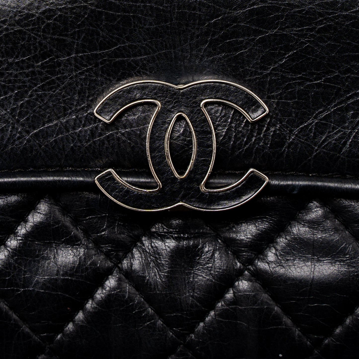 Chanel Giant CC Logo Bag Calfskin Navy