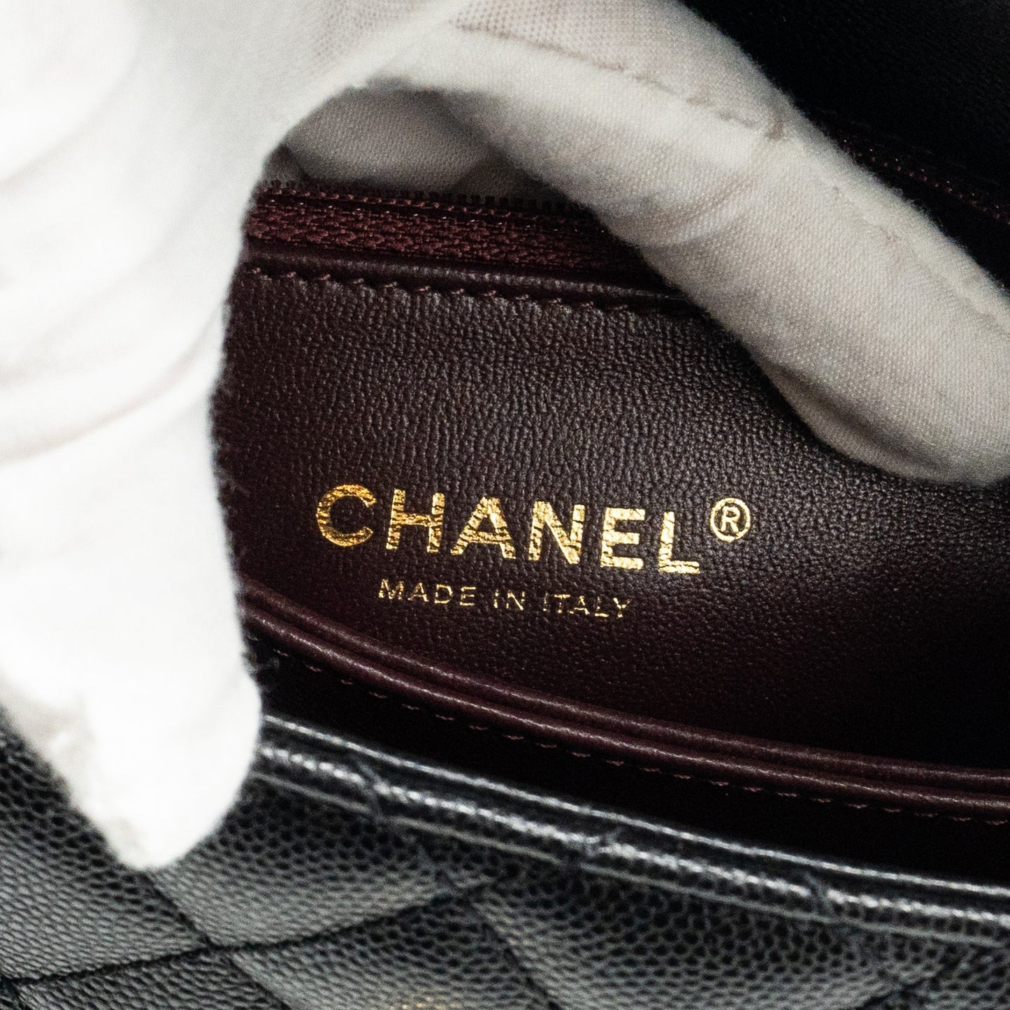 Chanel Small Coco Handle with Lizard Embossed Handle Caviar Black L