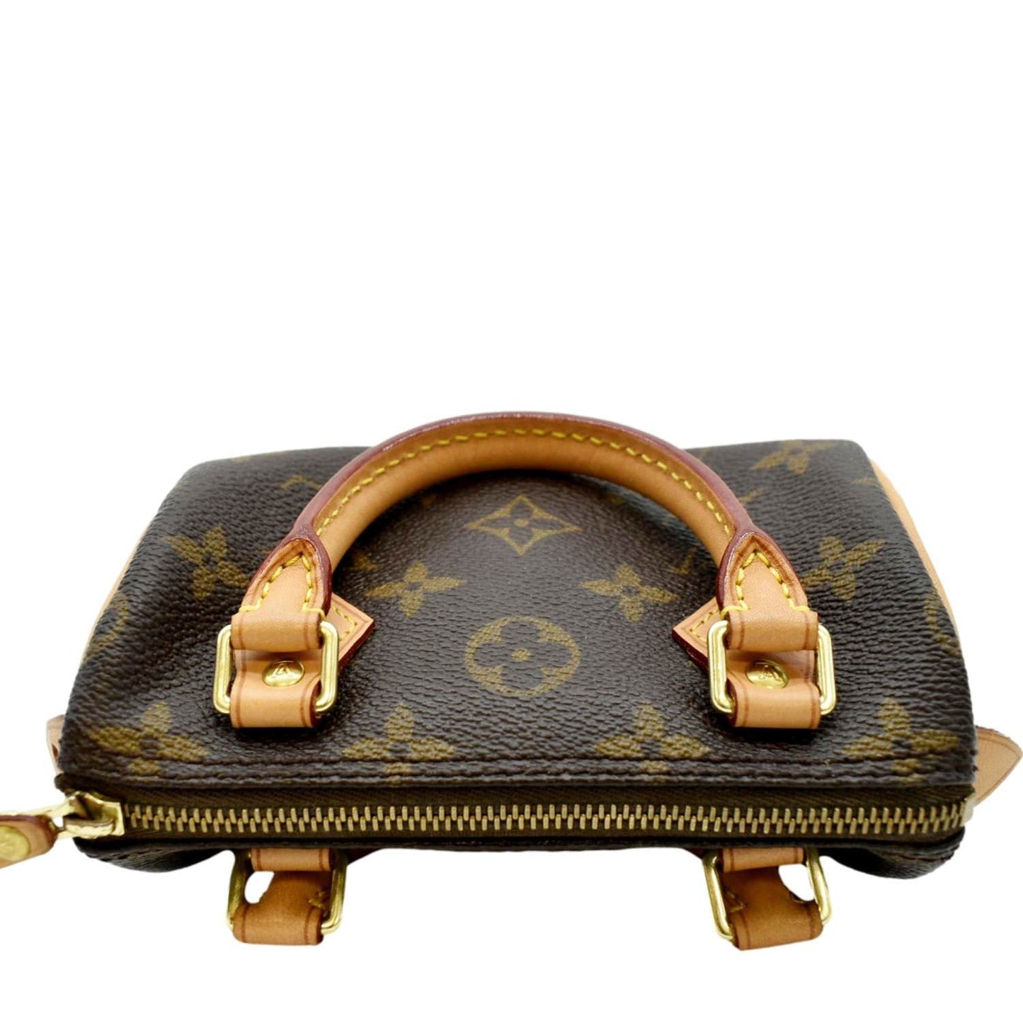 LOUIS VUITTON Mini  HL Monogram Canvas with Leather Trim Satchel Bag Brown