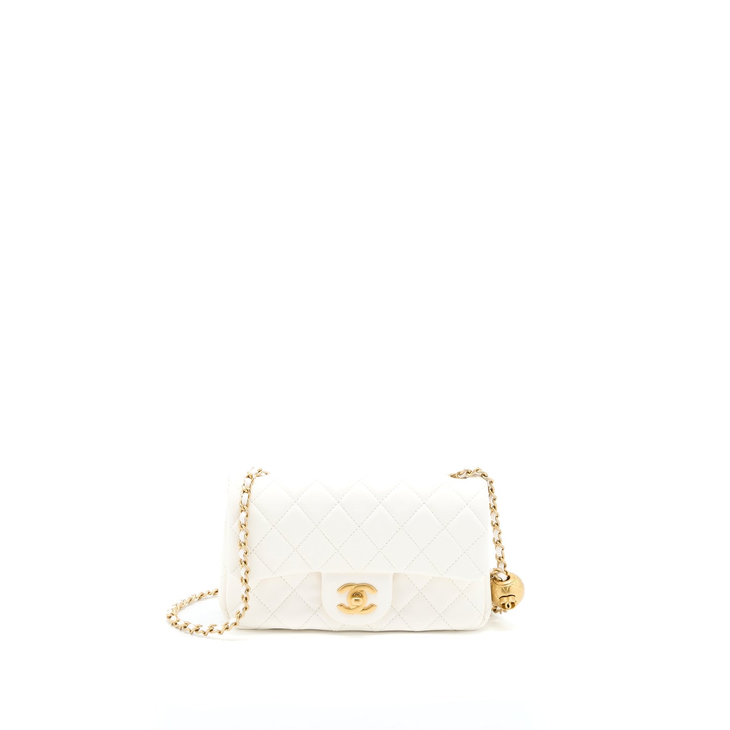 Chanel Pearl Crush Mini Rectangular Lambskin White  (Microchip)