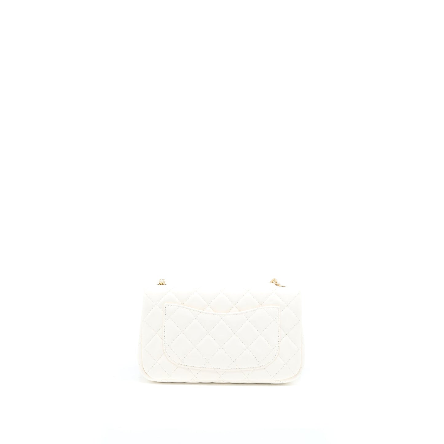 Chanel Pearl Crush Mini Rectangular Lambskin White  (Microchip)