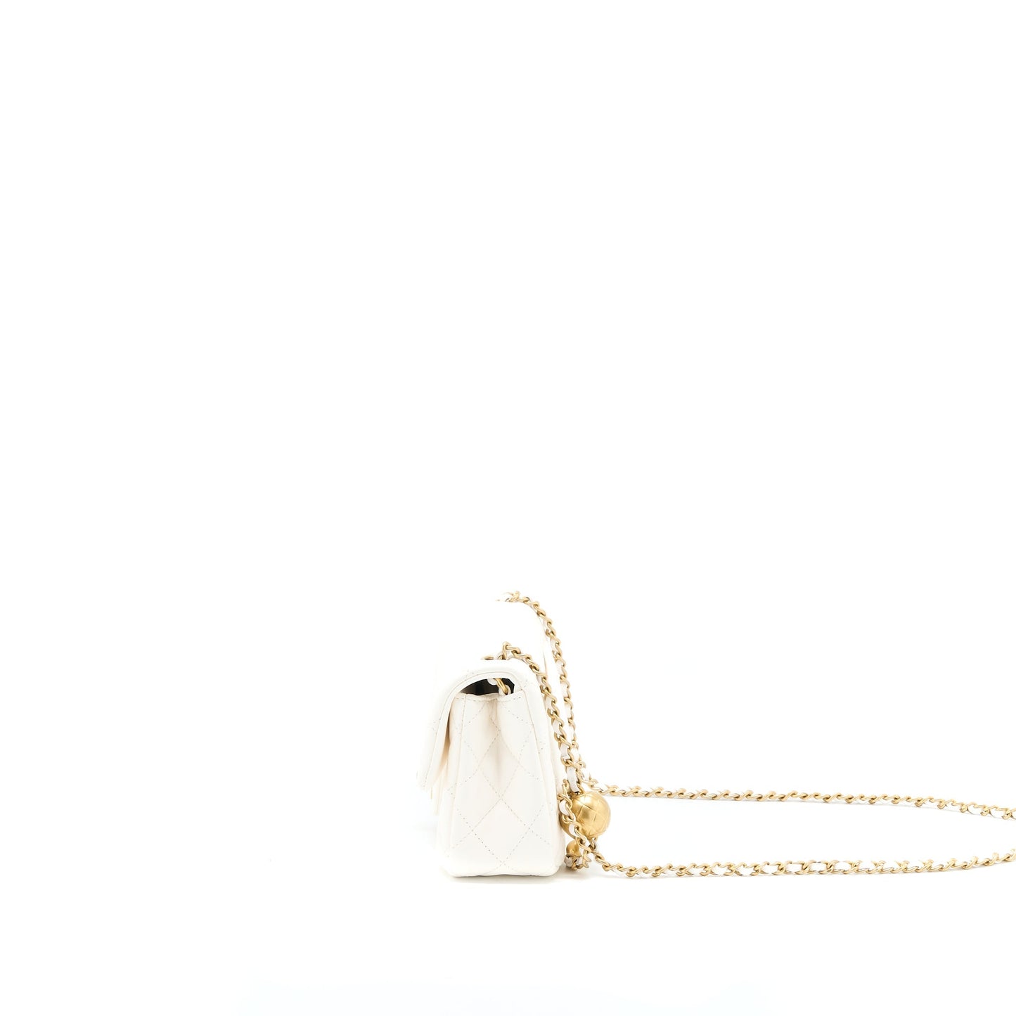 Chanel Pearl Crush Mini Rectangular Lambskin White  (Microchip)