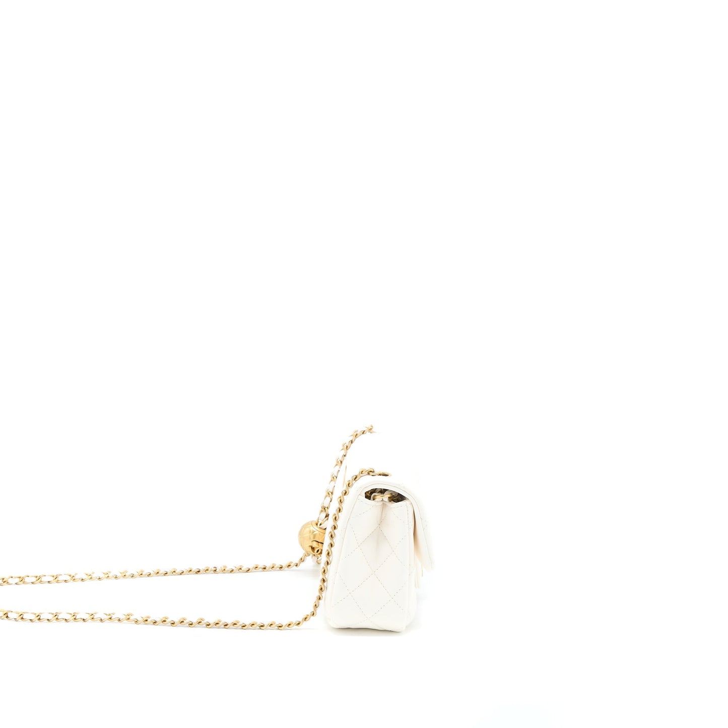 Chanel Pearl Crush Mini Rectangular Lambskin White  (Microchip)