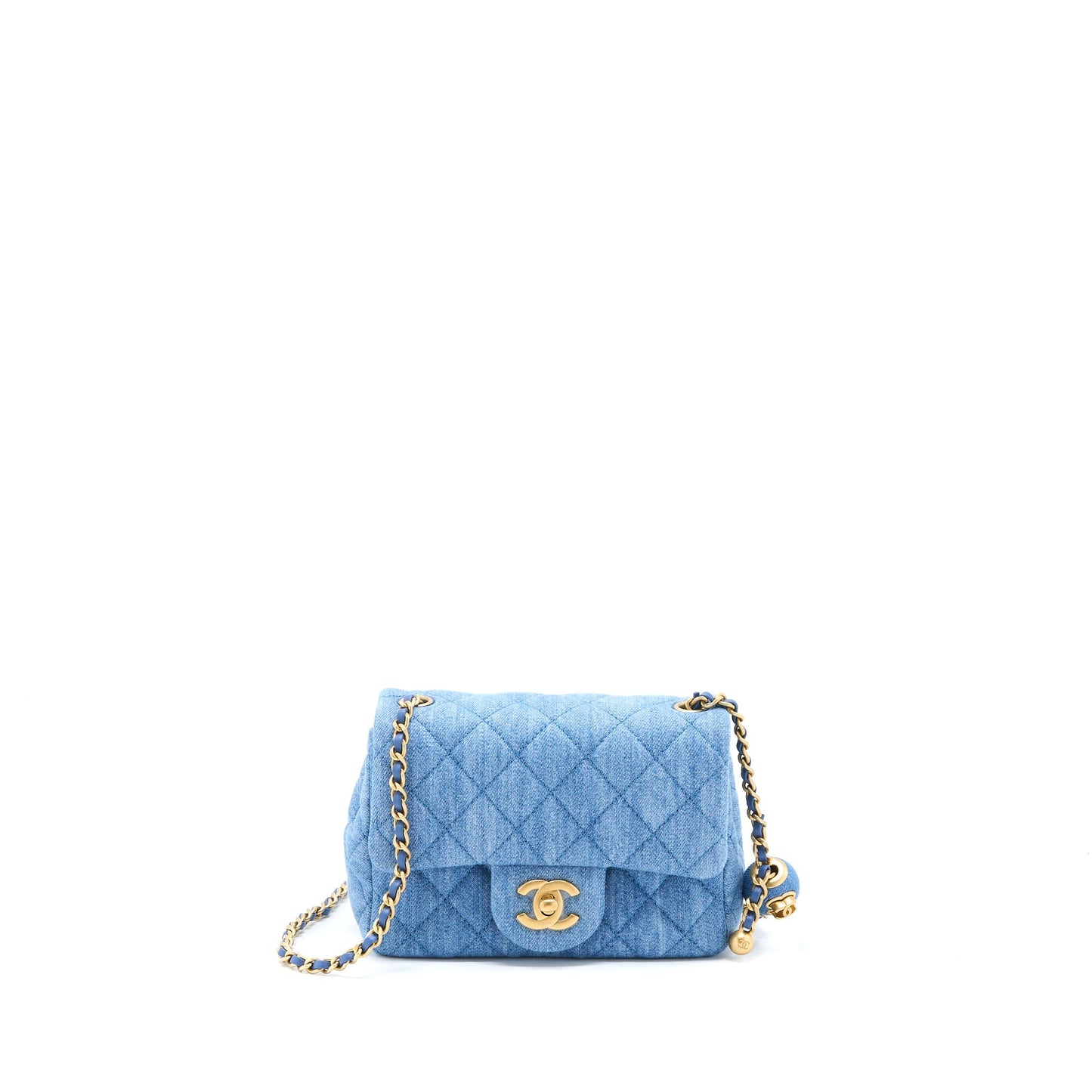 Chanel Pearl Crush Mini Square Flap Bag Denim  (Microchip)