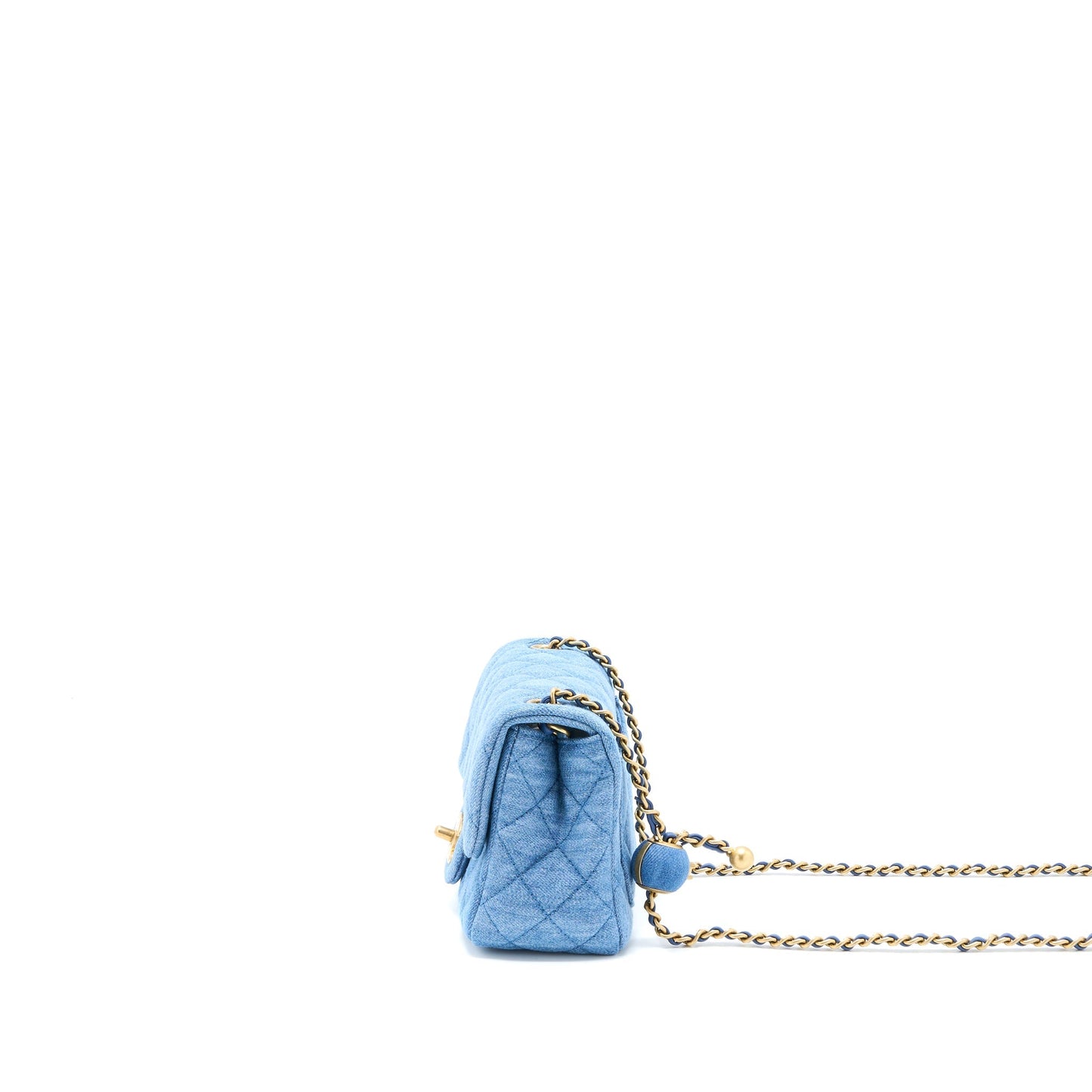 Chanel Pearl Crush Mini Square Flap Bag Denim  (Microchip)
