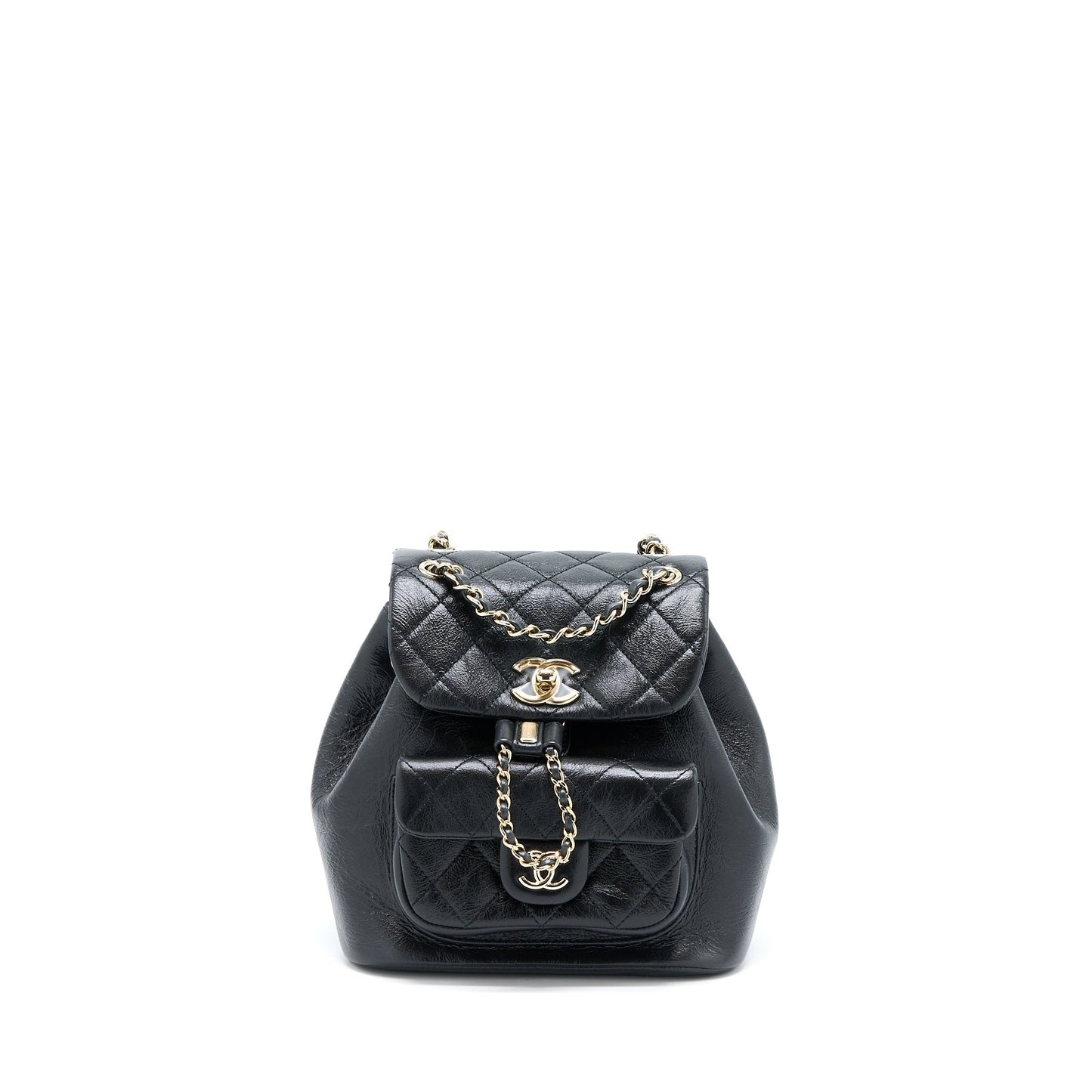 Chanel 22C Mini Duma Backpack Aged Calfskin Black L (Microchip)