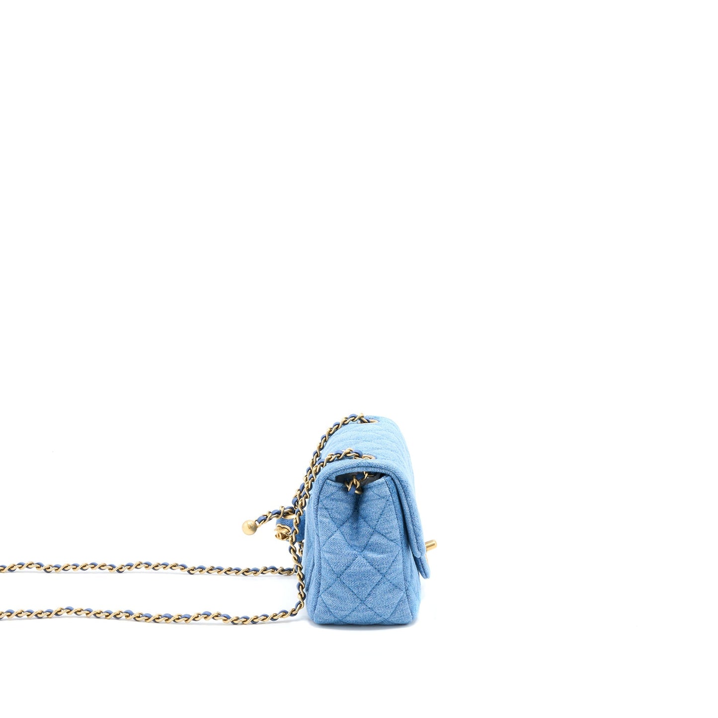 Chanel Pearl Crush Mini Square Flap Bag Denim  (Microchip)