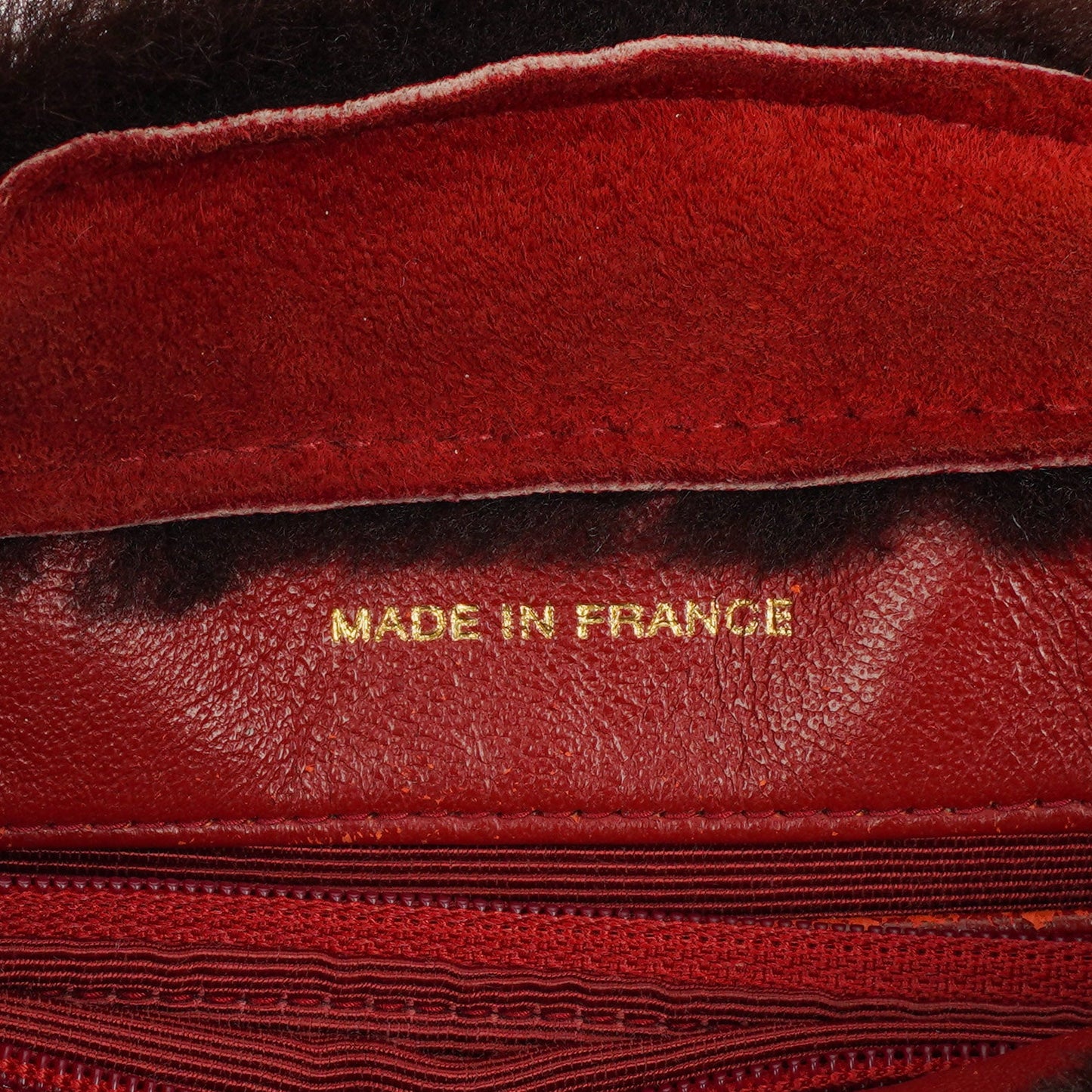 Chanel Suede Shearling Fur Red Handbag