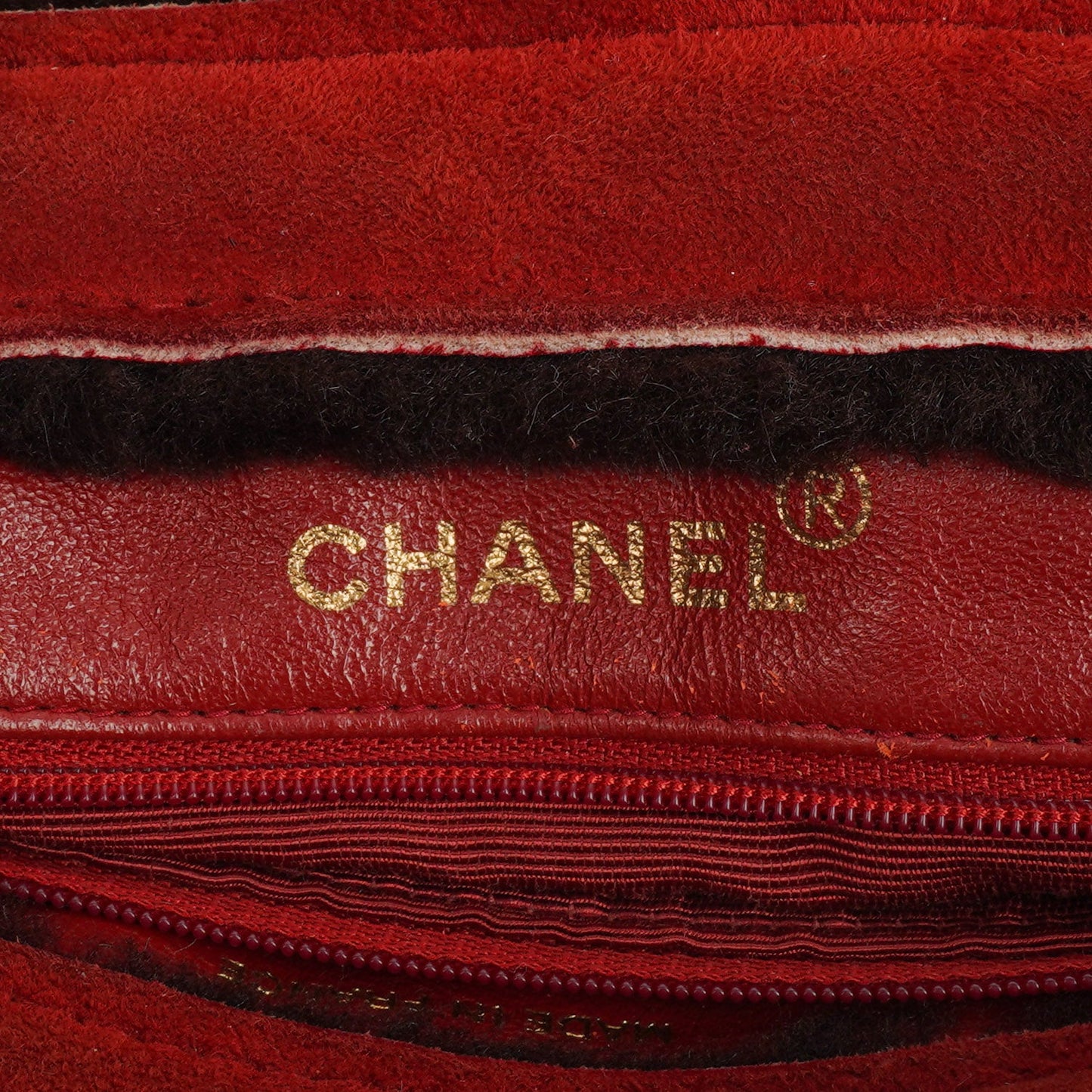 Chanel Suede Shearling Fur Red Handbag