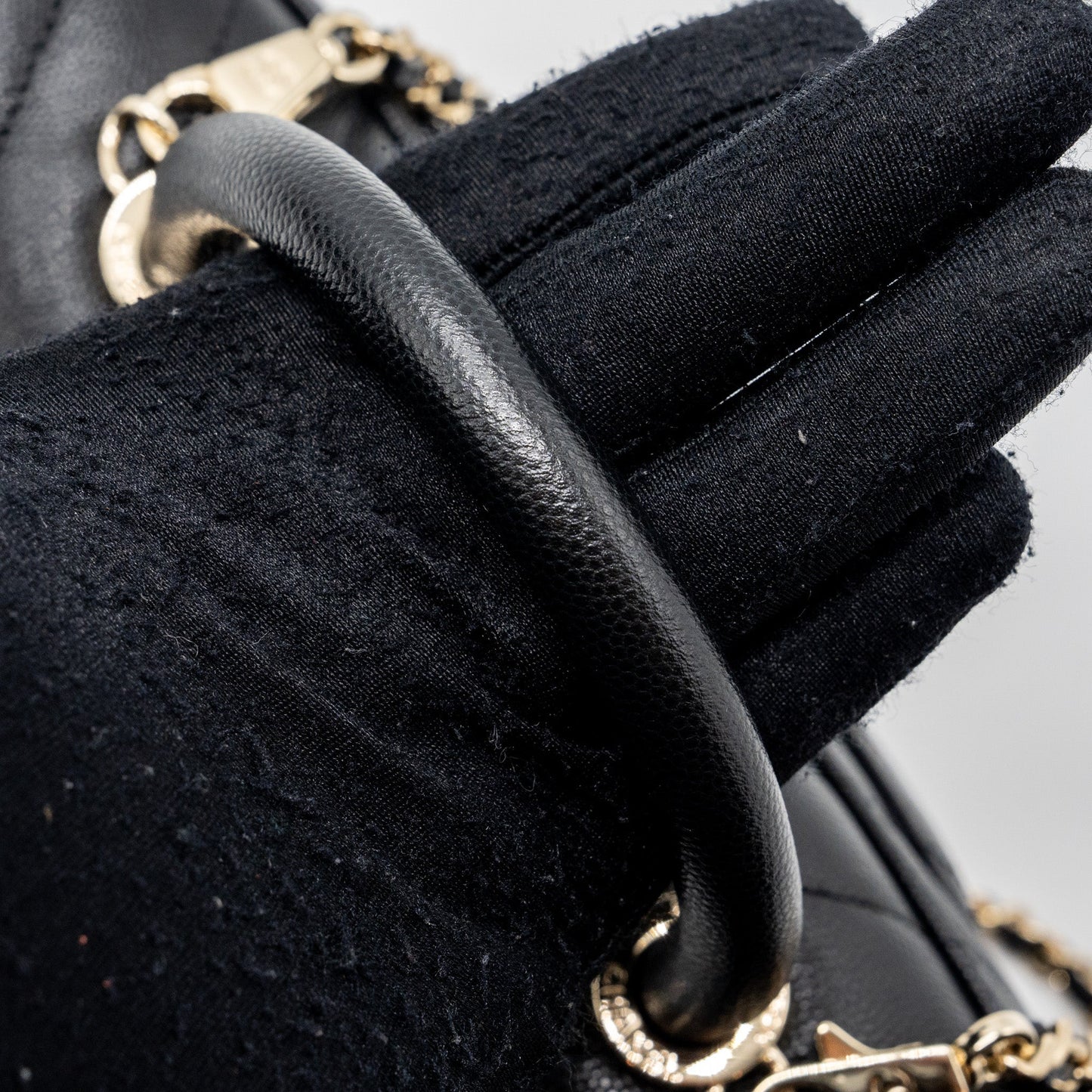 Chanel Small Coco Handle Chevron Caviar Black L