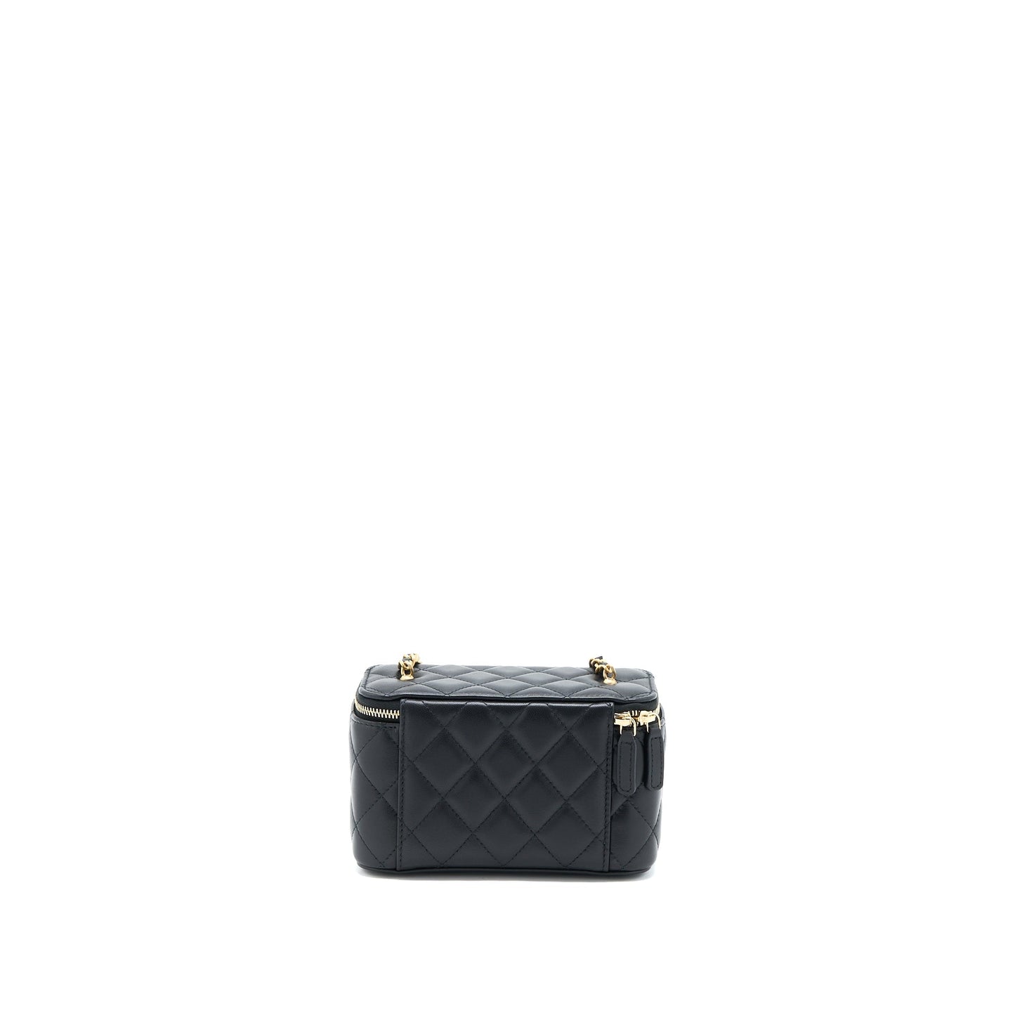 Chanel 22A Pearl Crush Long Vanity With Chain Lambskin Black