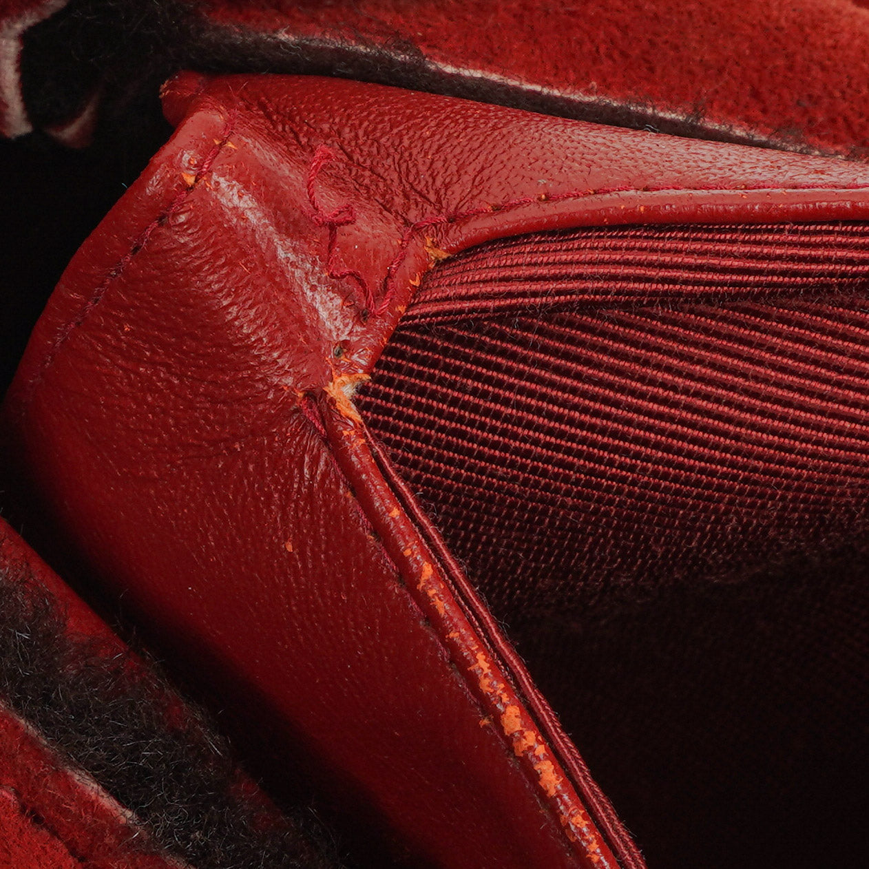 Chanel Suede Shearling Fur Red Handbag