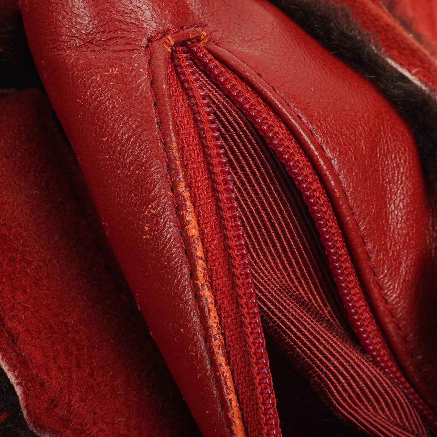Chanel Suede Shearling Fur Red Handbag
