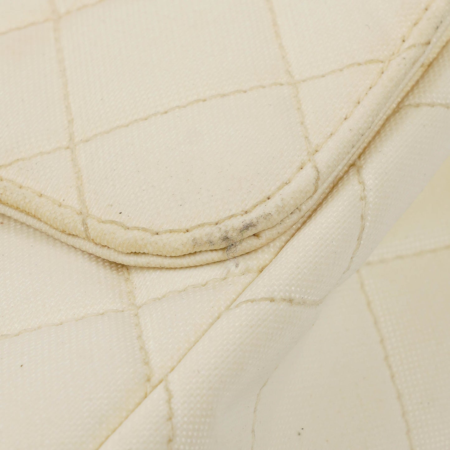 Chanel Medium Classic White Fabric Single Flap Bag With 24K Gold-Plated Hardware