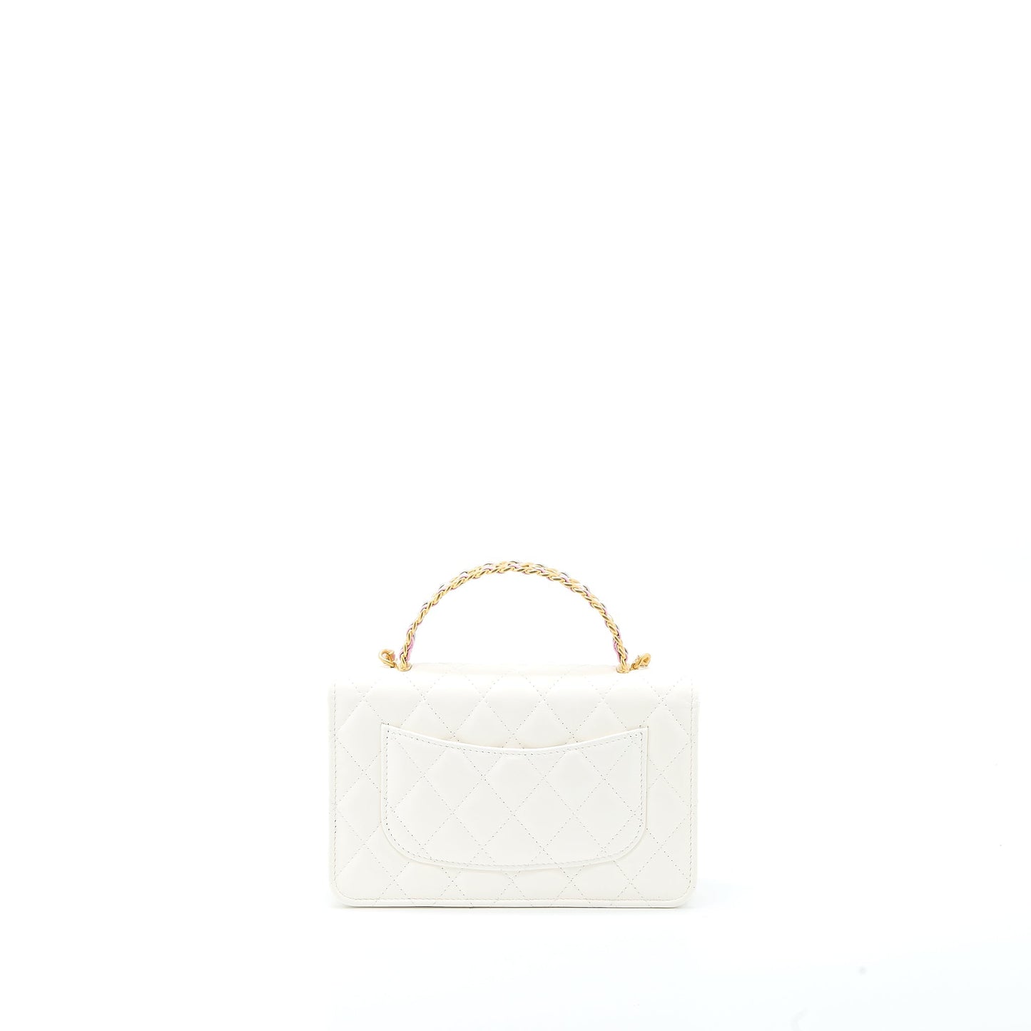 Chanel 23P Top Handle Wallet on Chain Calfskin White/Multicolour Brushed  (Microchip)