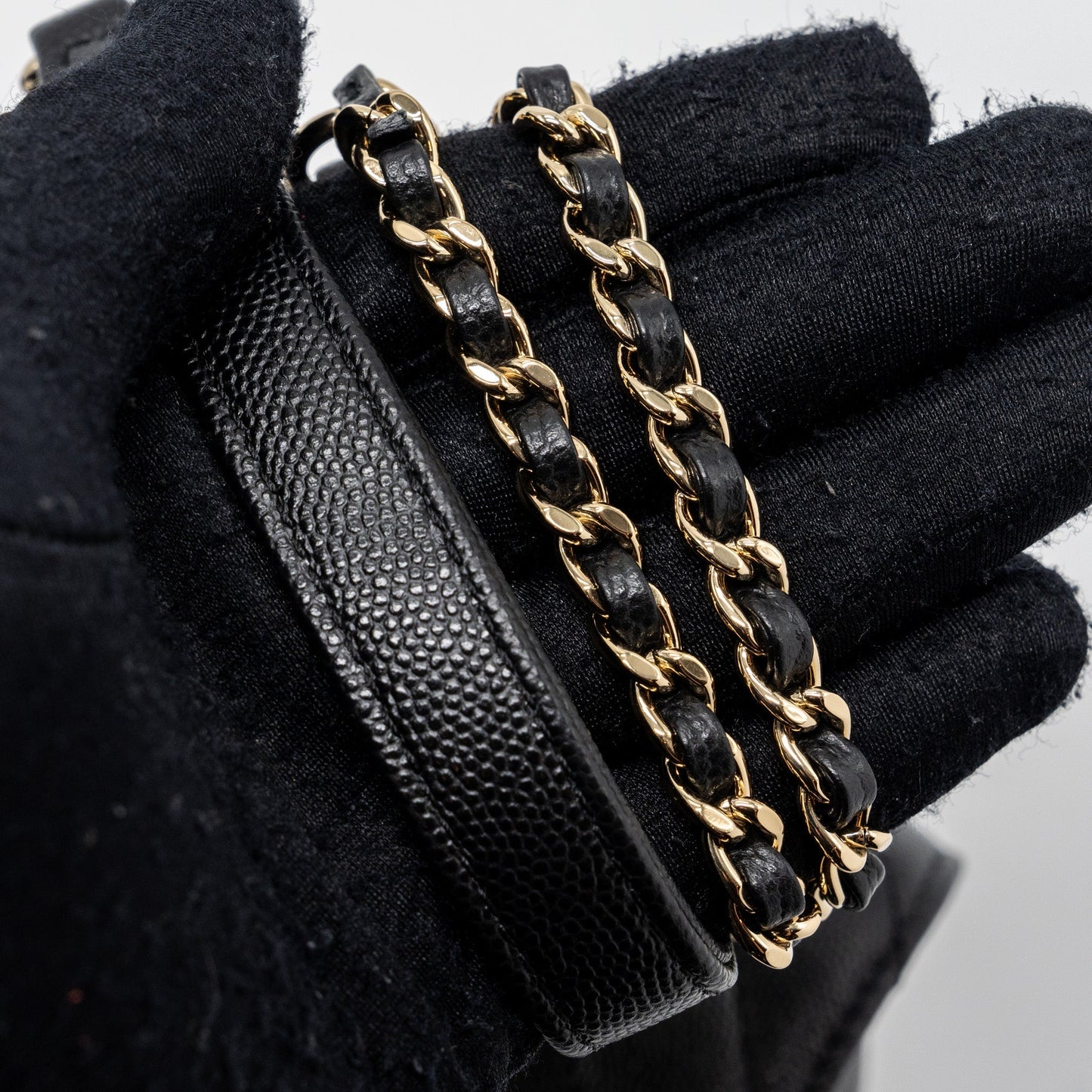Chanel Small Coco Handle Chevron Caviar Black L