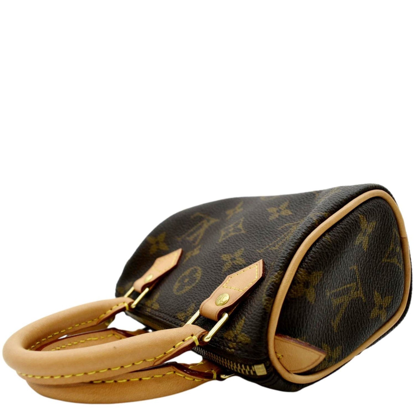 LOUIS VUITTON Mini  HL Monogram Canvas with Leather Trim Satchel Bag Brown