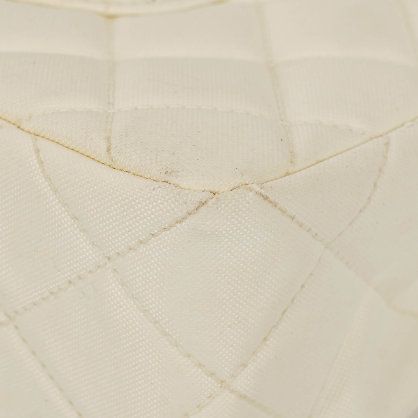 Chanel Medium Classic White Fabric Single Flap Bag With 24K Gold-Plated Hardware