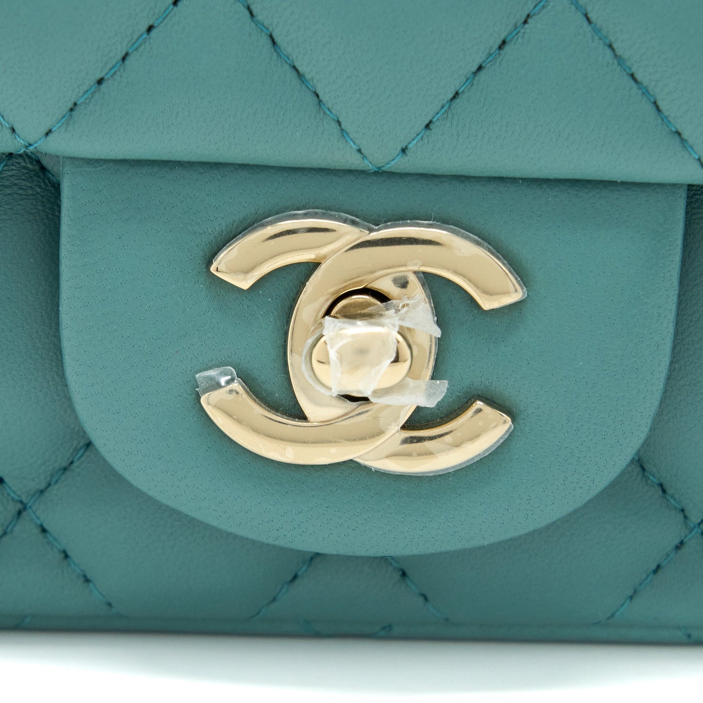 Chanel Mini Square Flap Bag Lambskin Light Green L (Microchip)