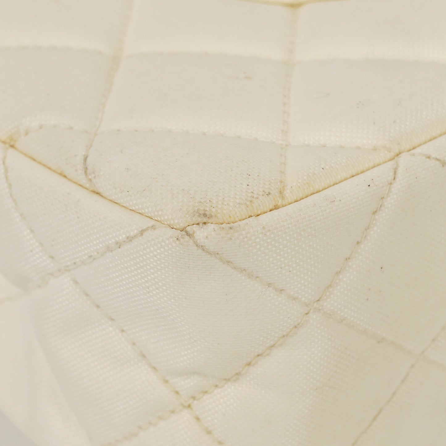 Chanel Medium Classic White Fabric Single Flap Bag With 24K Gold-Plated Hardware