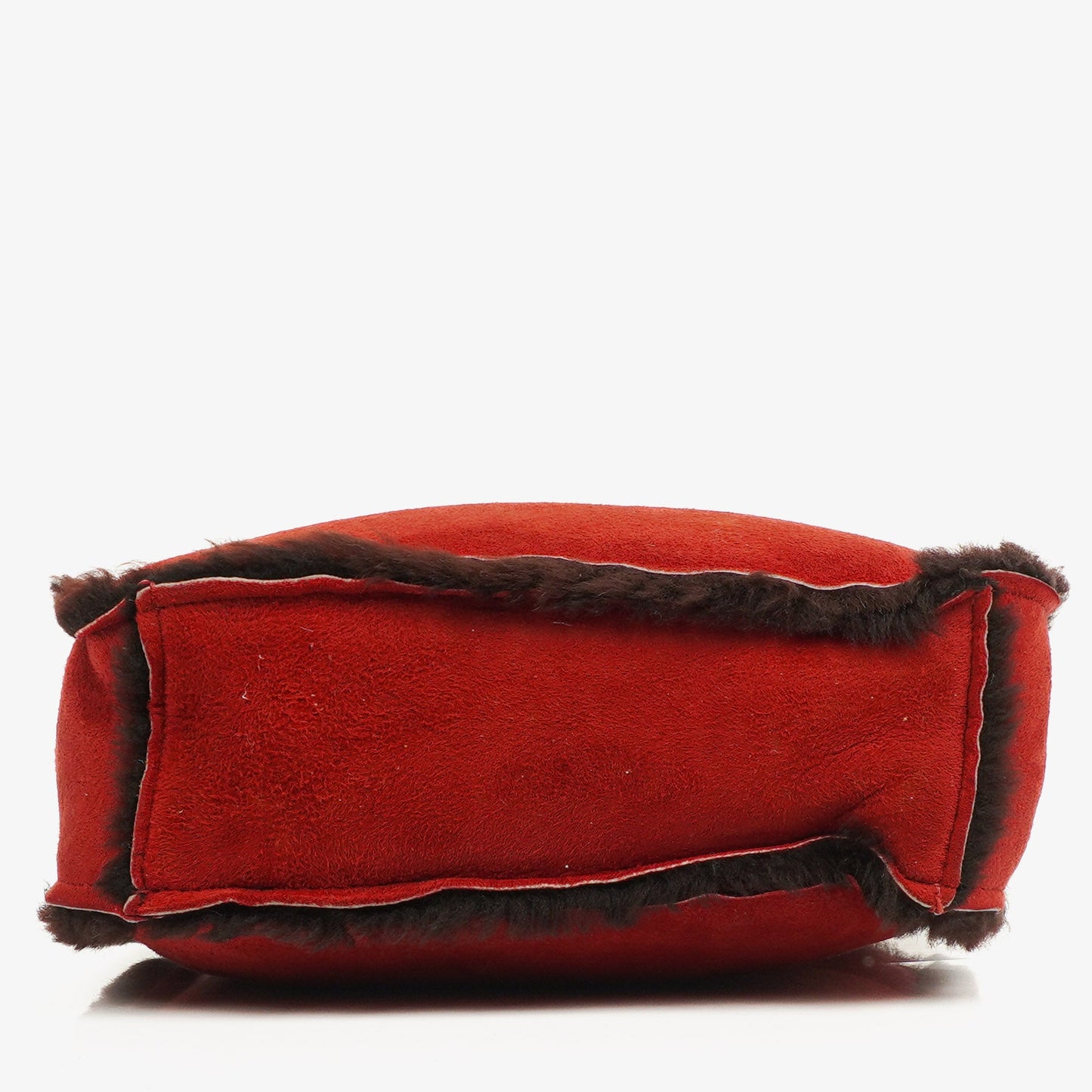 Chanel Suede Shearling Fur Red Handbag