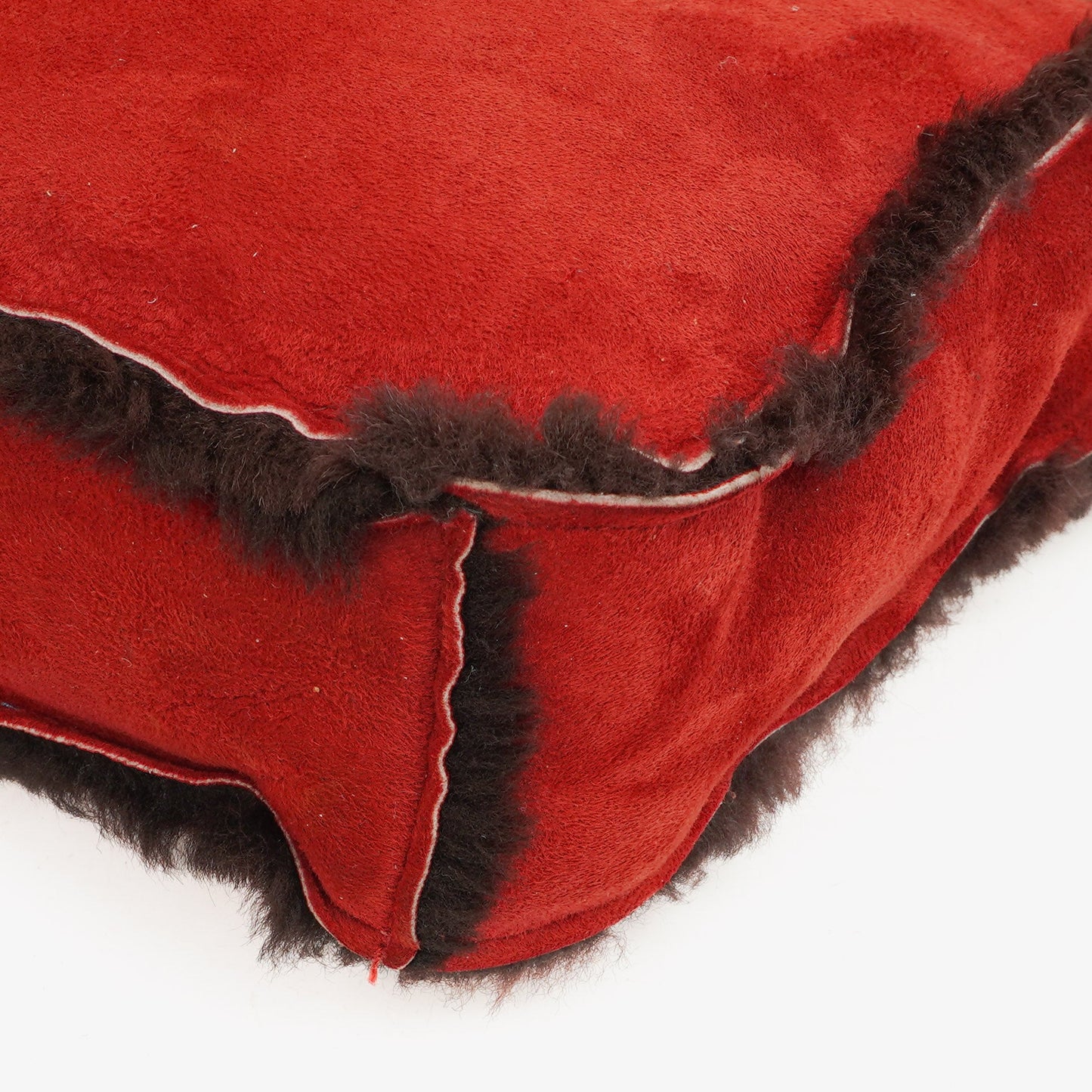 Chanel Suede Shearling Fur Red Handbag
