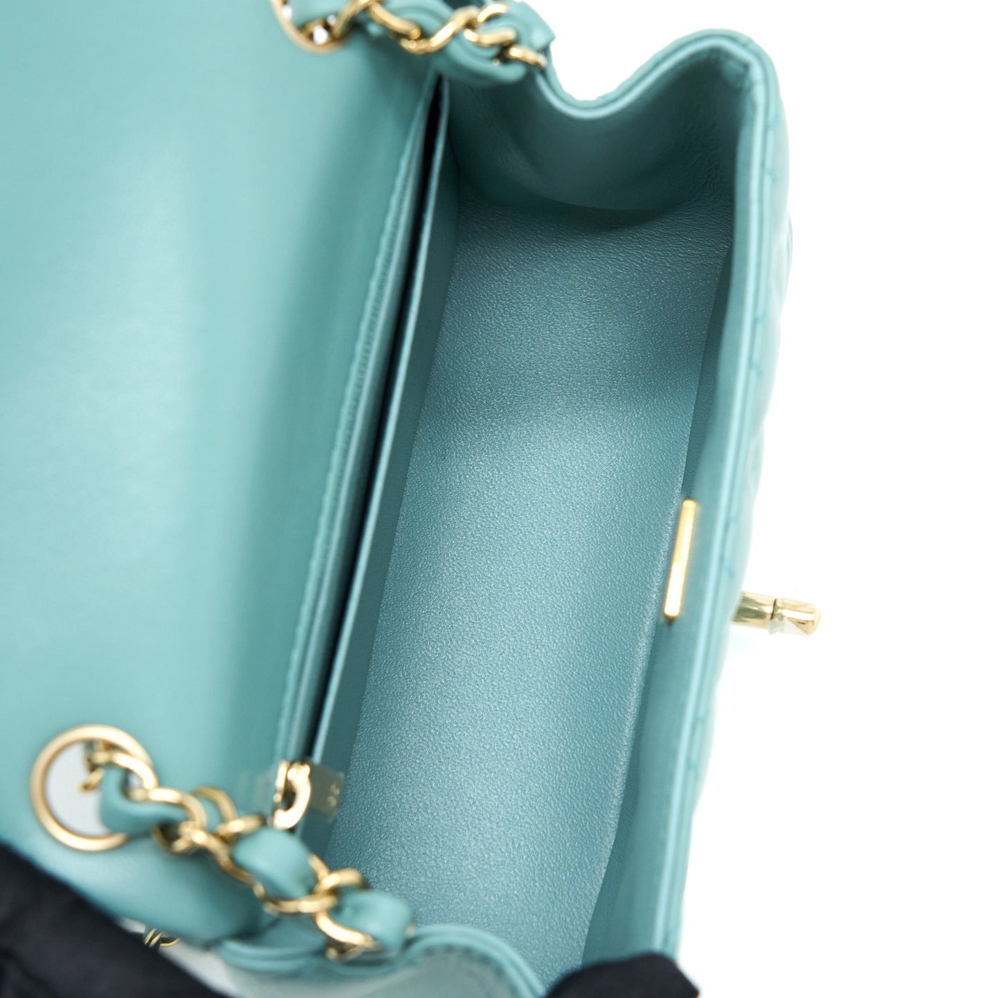 Chanel Mini Square Flap Bag Lambskin Light Green L (Microchip)