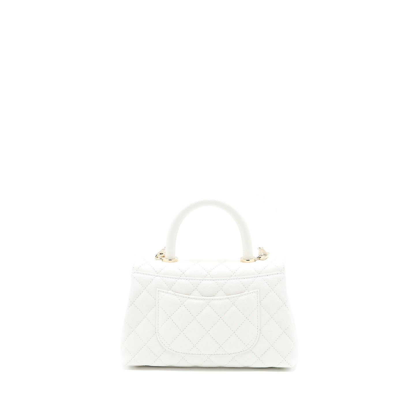 Chanel Small Coco Handle Caviar White L (Microchip)