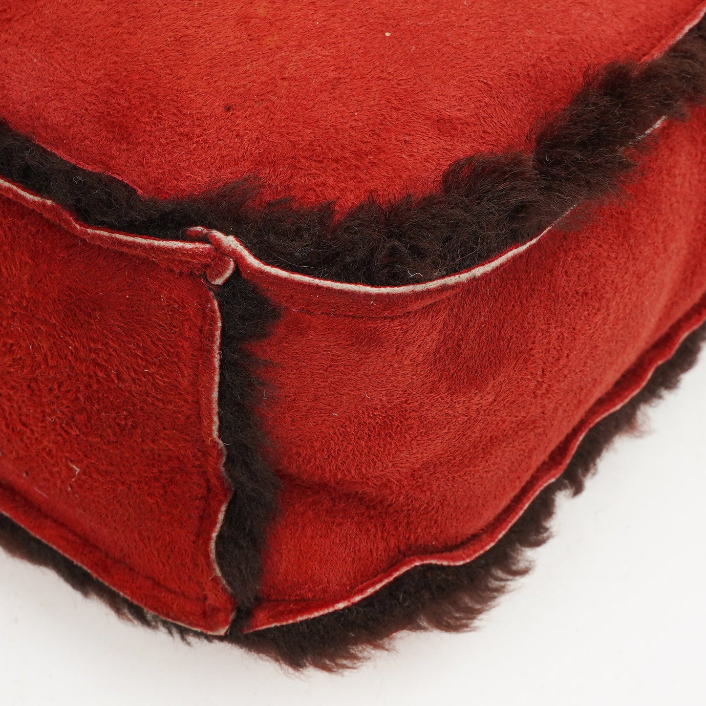 Chanel Suede Shearling Fur Red Handbag